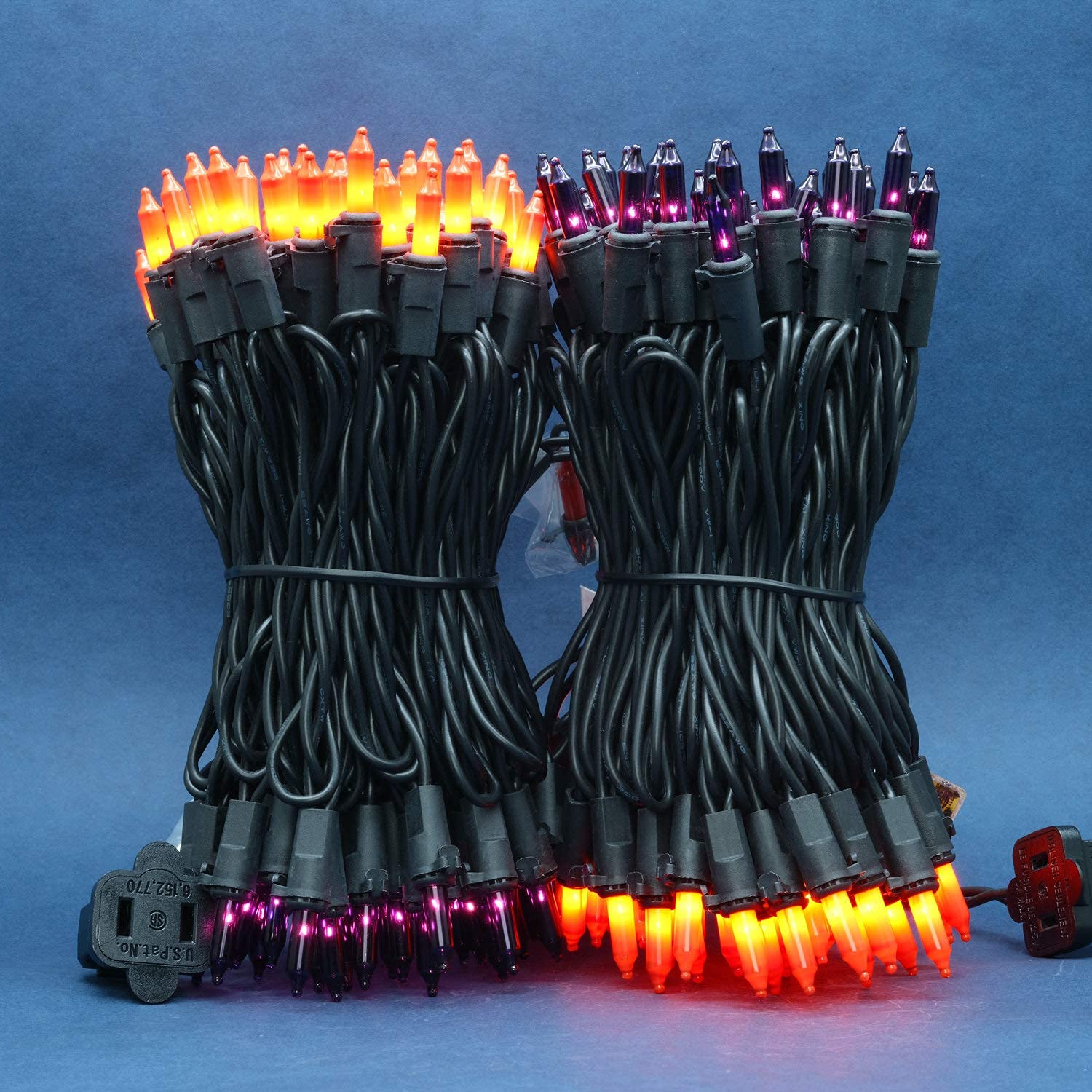 SWEET SHINE Christmas Lights, 200 Count, 33 ft Black Wire, UL Listed, Orange & Purple, Pack of 2 Strands