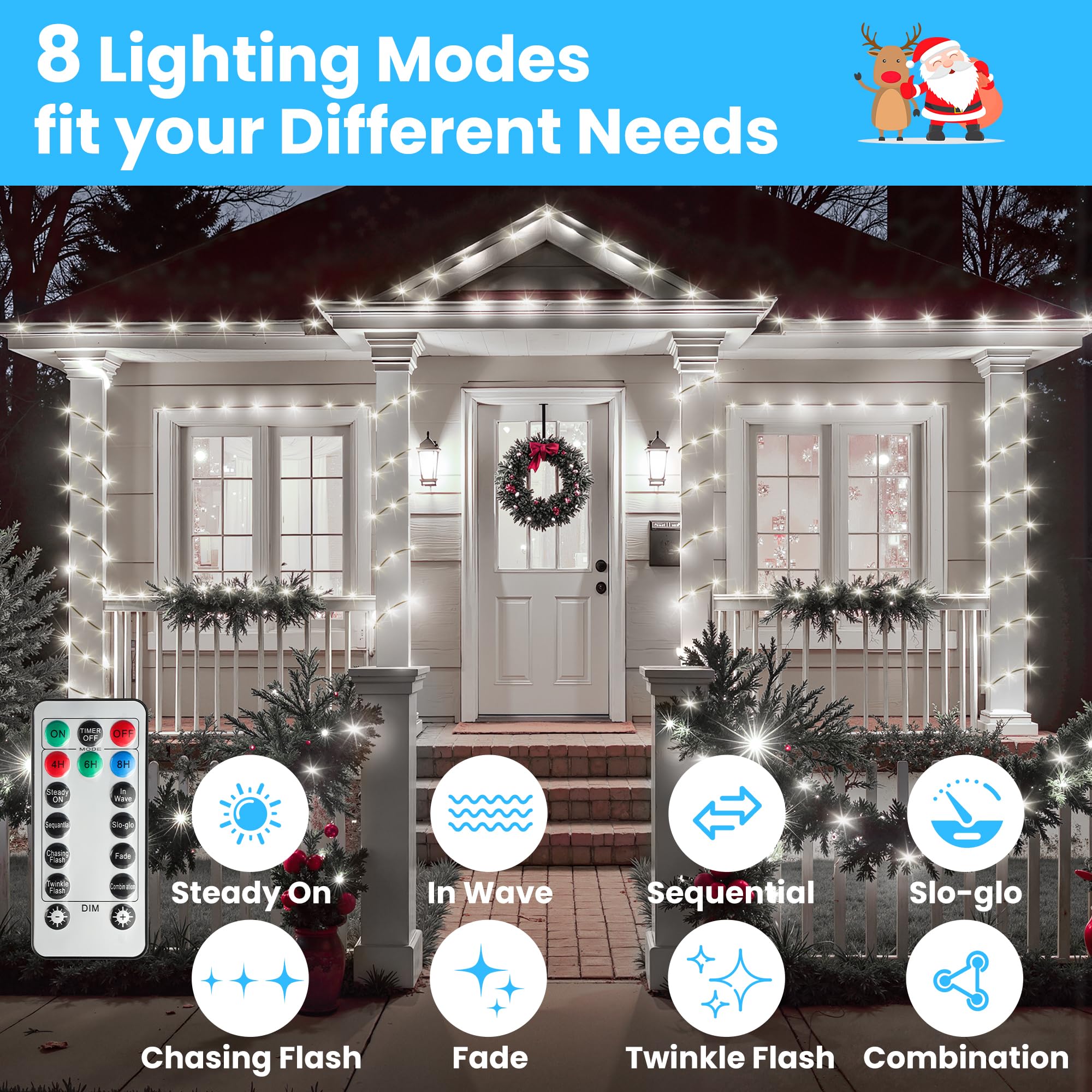 Larkvue 492Ft 1500 Leds String Lights With Remote  Dimmable 8 Modes Timer & Memory Function Fairy Rope Light For Christmas Tree Indoor Decor-Cool White