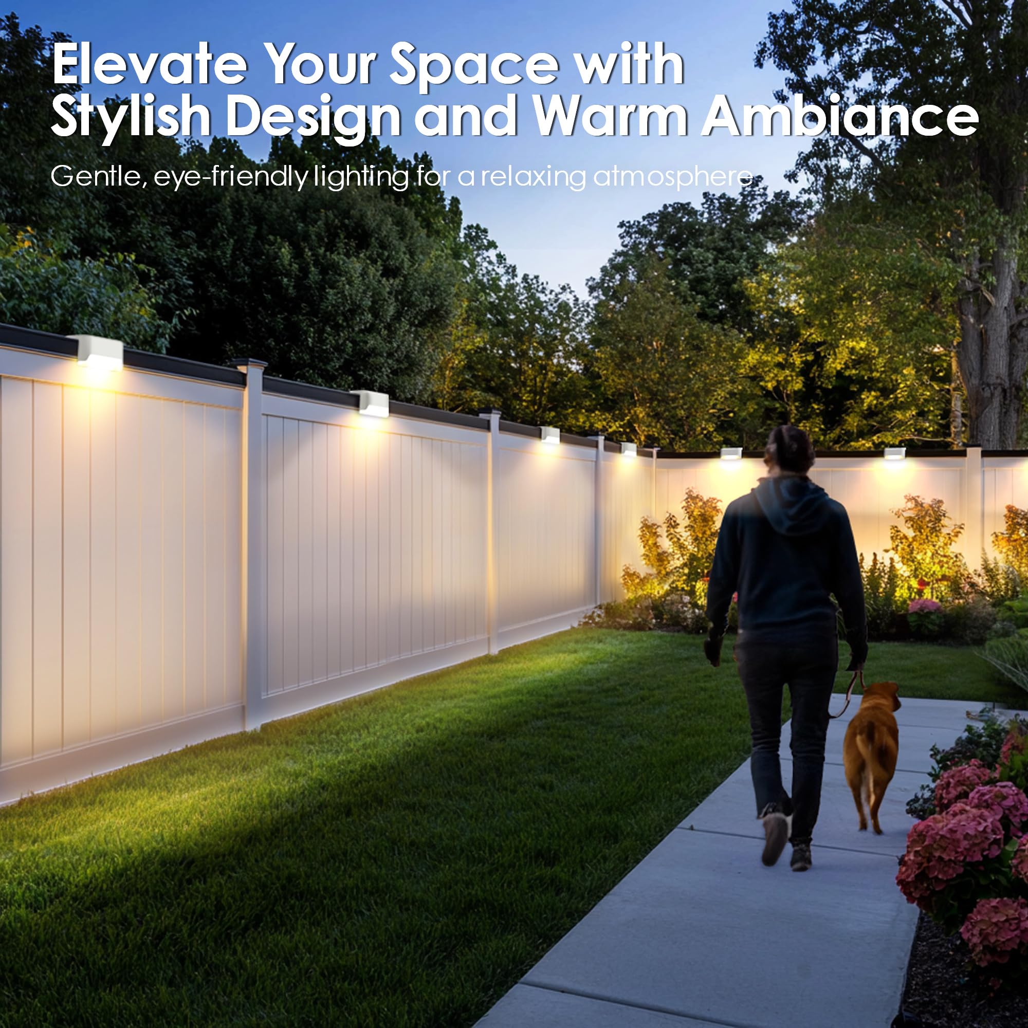 SOLPEX Solar Fence Lights Outdoor, Waterproof LED Deck Lights, 16 Pack, Warm White, Model 9787, for Stair, Balcony, Yard, Garden Decor