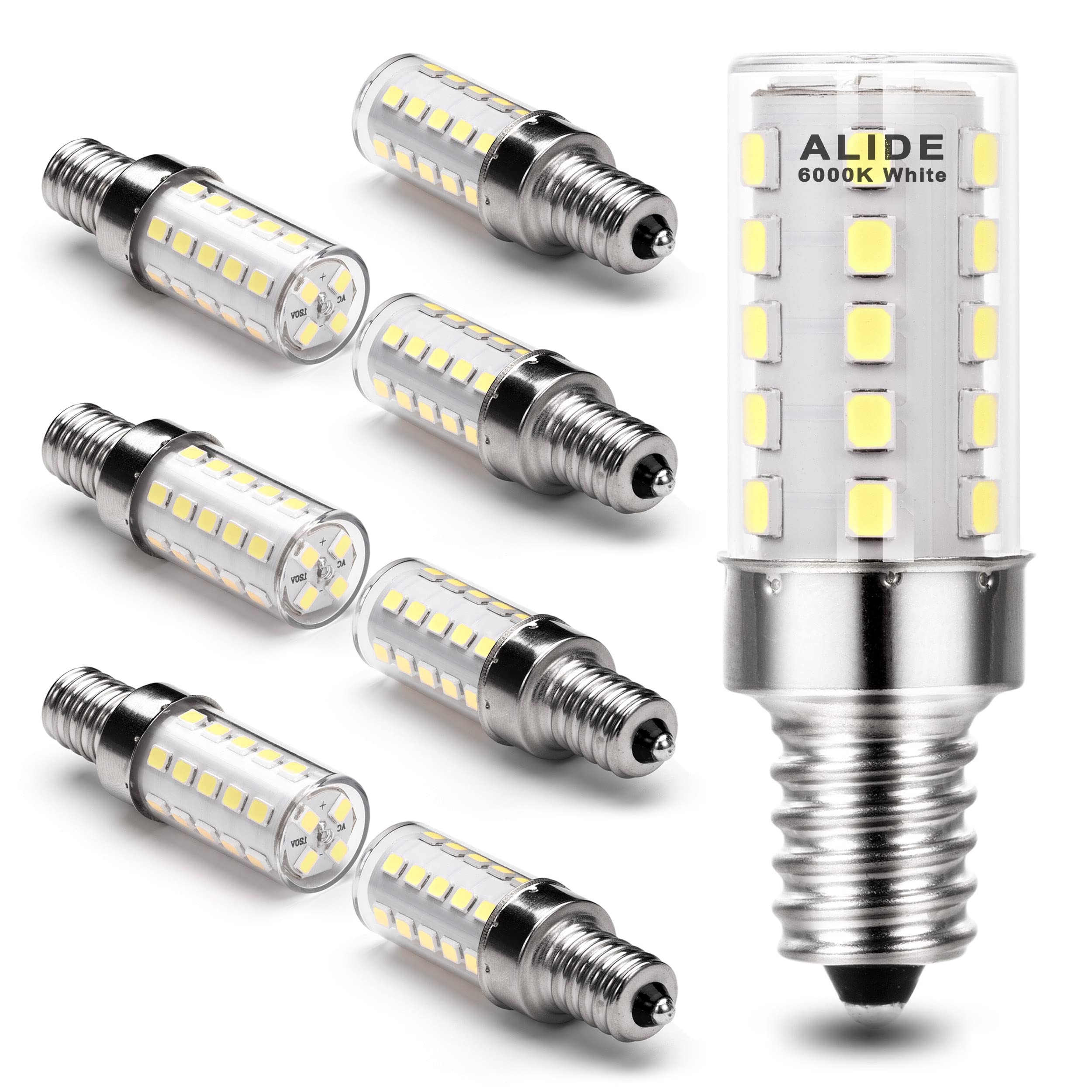 Alide E12 40W Replacement Led Candelabra Bulbs C7,Non-Dimmable,6000K Daylight Bright Cool White, T6 E12 4W Led Light Bulbs For C