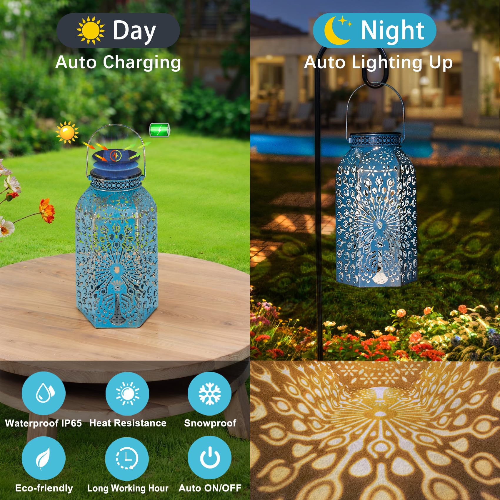 Outdoor Solar Lanterns Waterproof Peacock Garden Gifts Women Mom, Big Solar Lights, Garden Decor, Yard Art, Outside, Patio Ornam