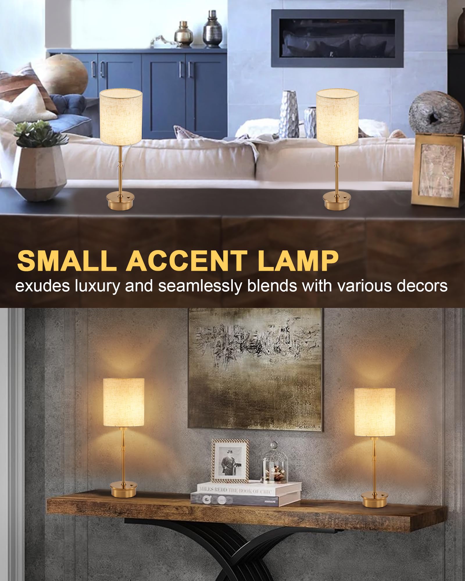 Umexus Cordless Table Lamp, Rechargeable Battery Powered Light, Dimmable Touch Small Accent Lamp With Linen Shade, Ambient Light