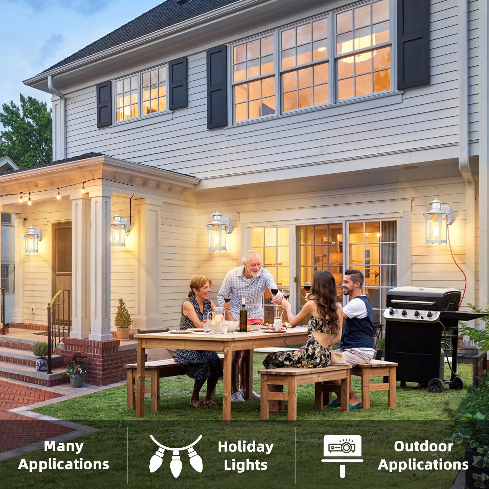 Porch Lights With Outlet, Outdoor Motion Sensor Lights, Dusk To Dawn Exterior Light Fixture, Anti-Rust Waterproof Outdoor Wall L