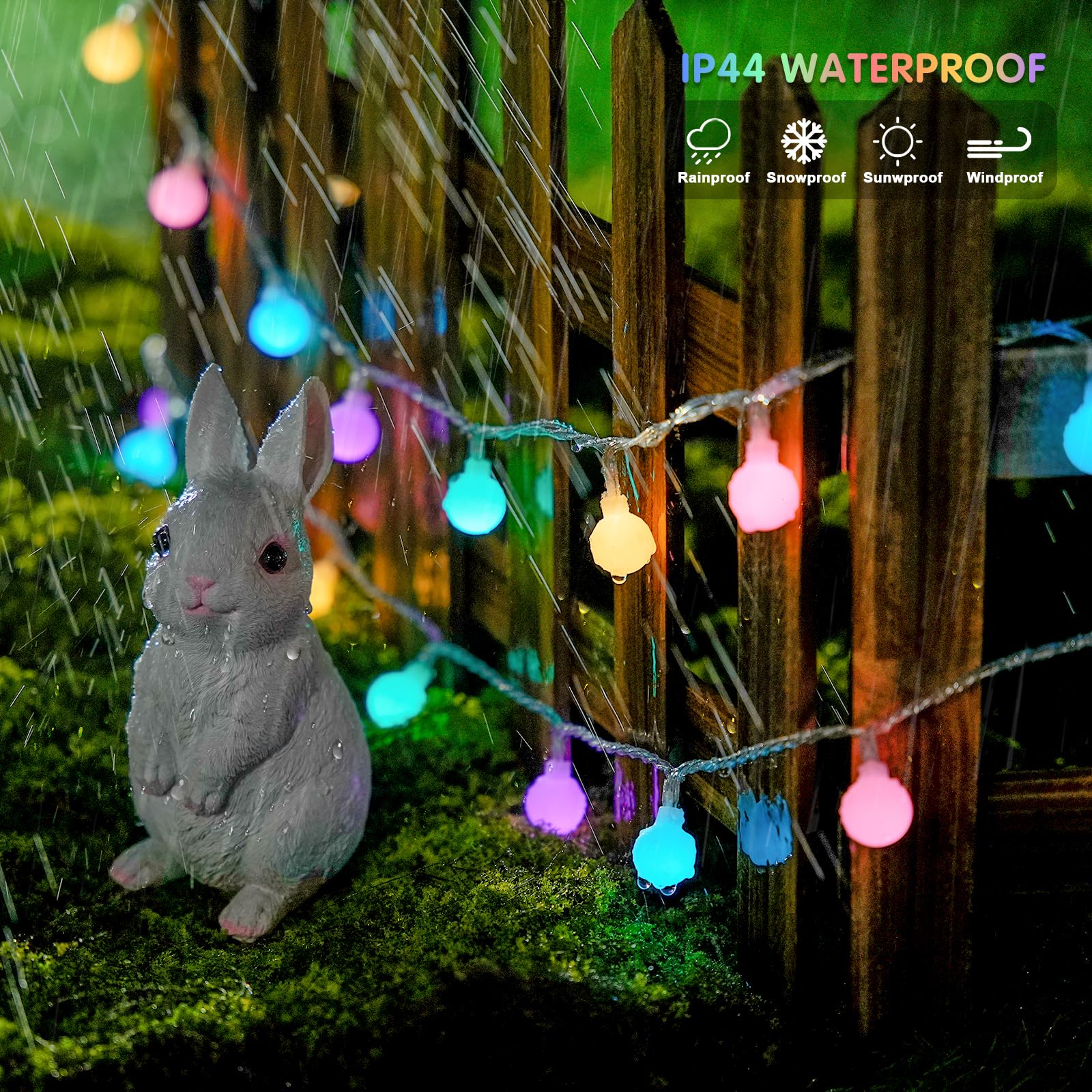 JMEXSUSS 100 LED Easter String Lights, 33ft Multicolor, Waterproof, Plug-in with Remote, Indoor/Outdoor, Model EXS-S-0100-R