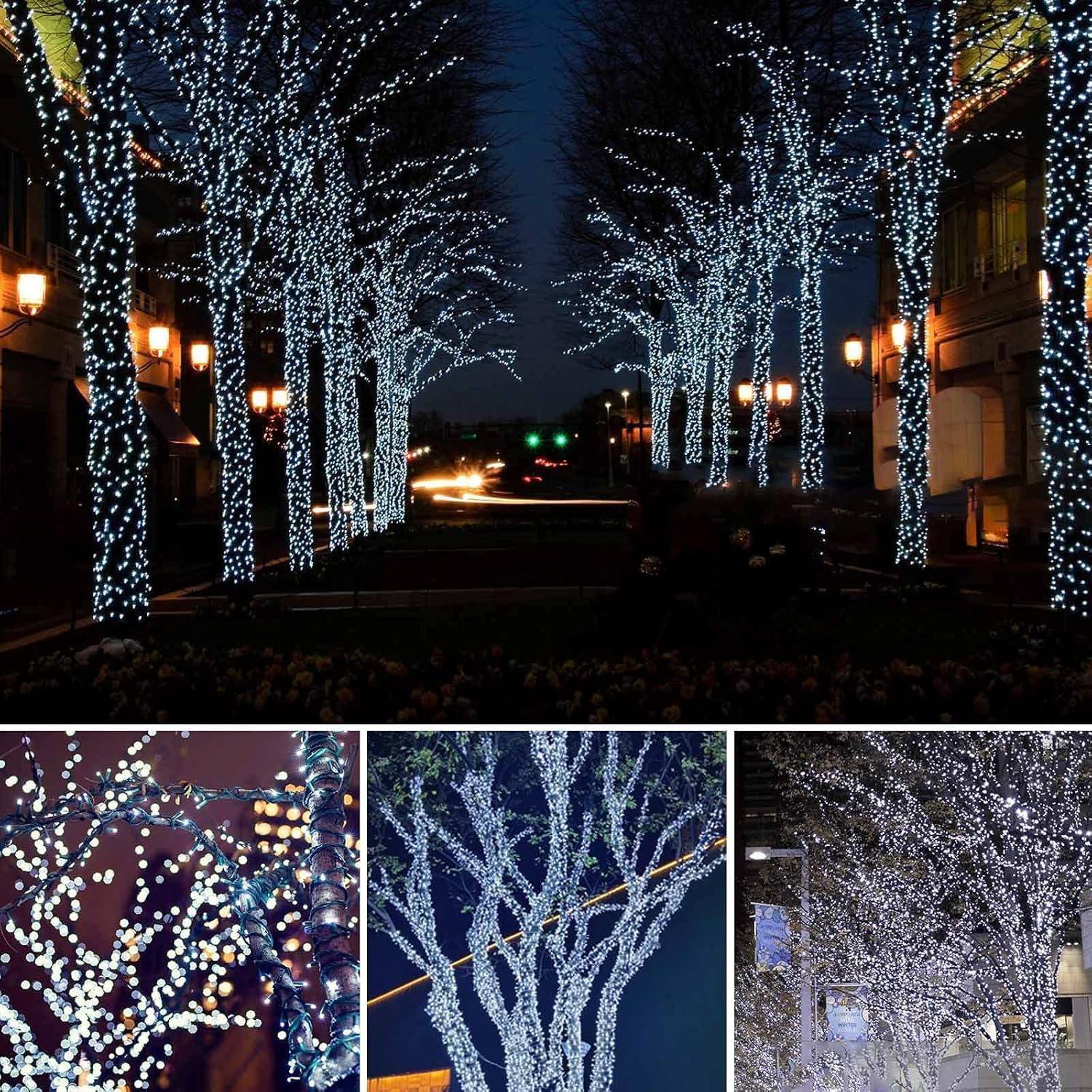 Albelt 6 Pack Solar Christmas Lights, 285 FT, 720 LED, Cool White, Waterproof, 8 Modes, Model SSLGW