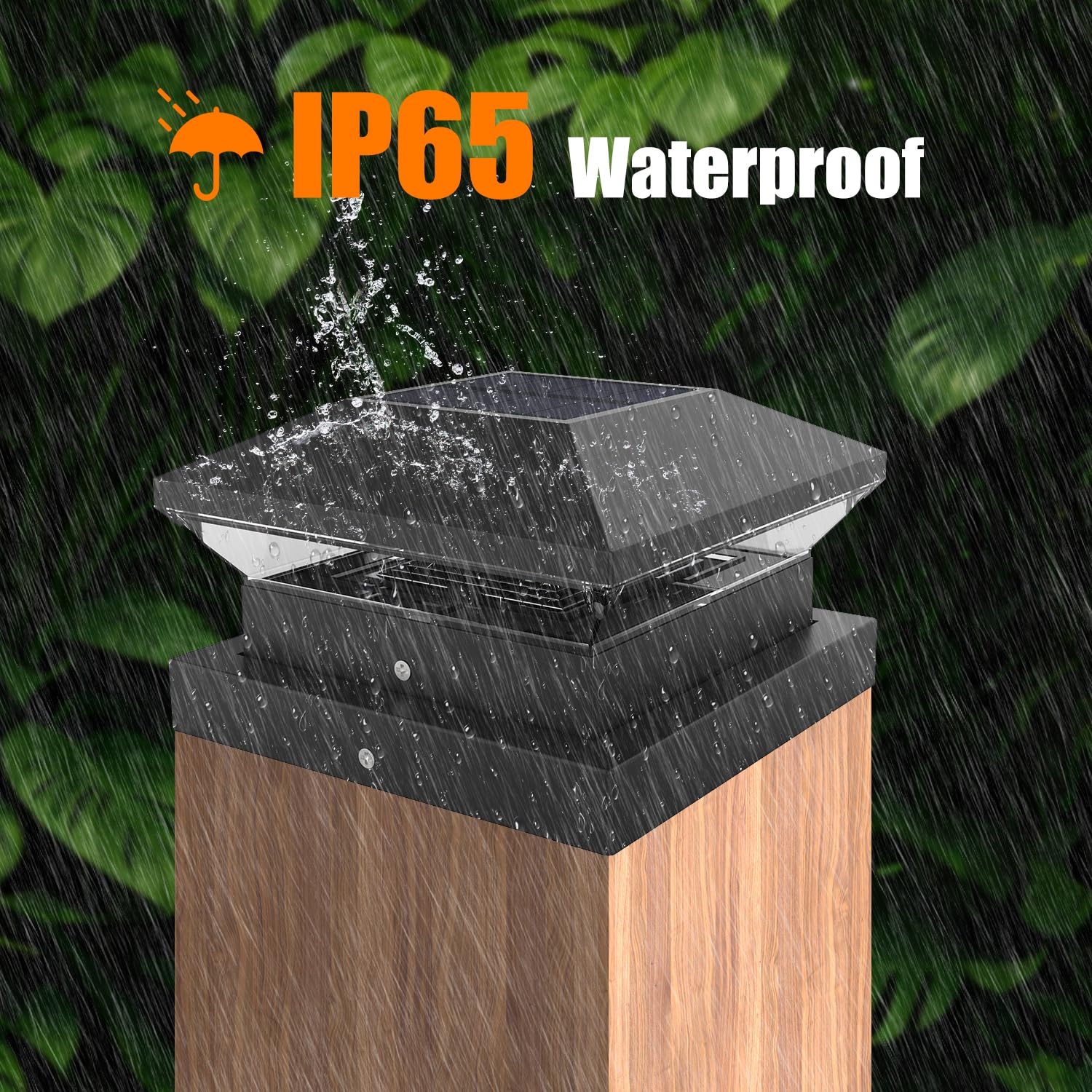 T-Sun Solar Post Cap Light 6 Pack - 4X4/5X5/6X6, Black, 600