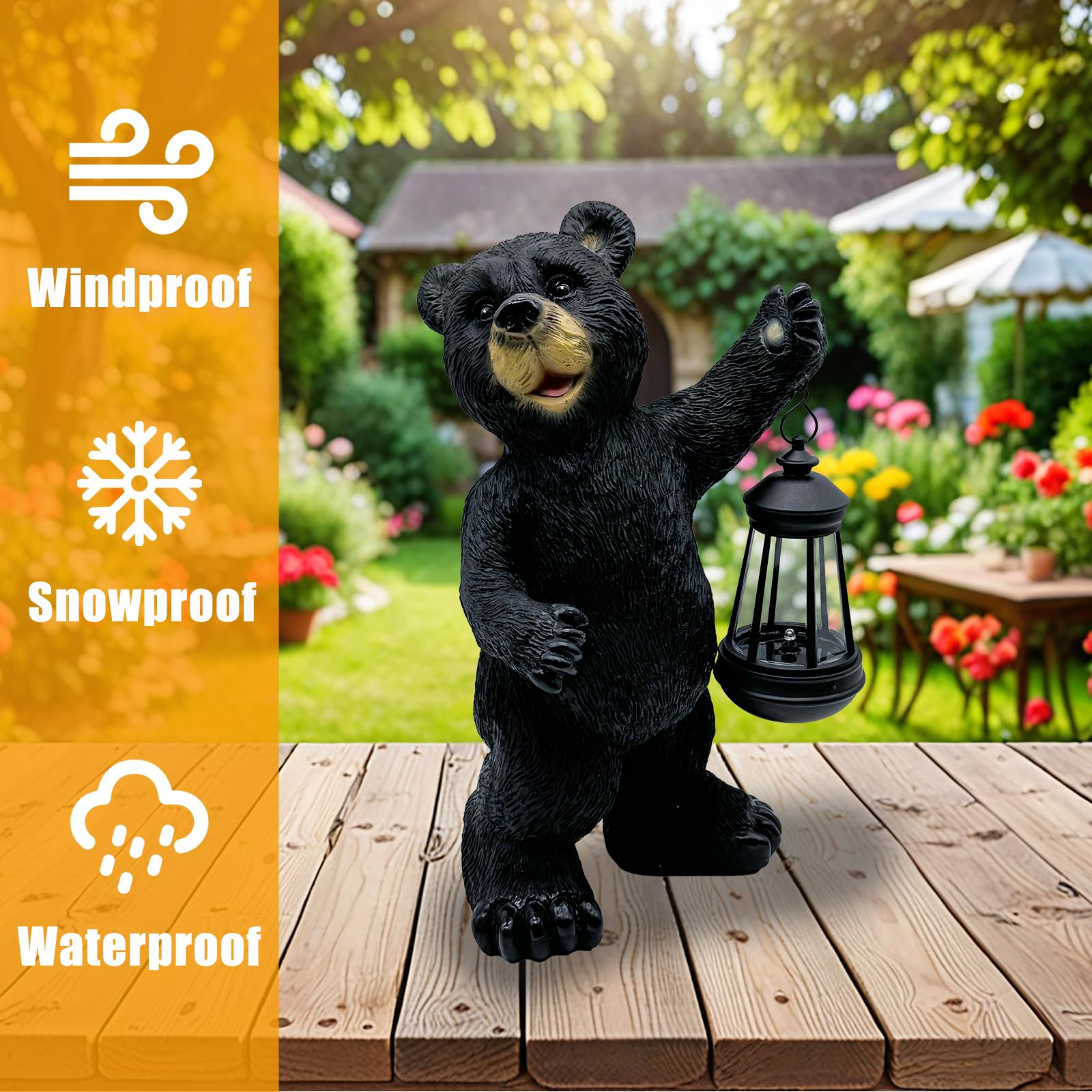 Vasesun Solar Lantern Garden Statues Decor, Outdoor Bear Figurine Lights For Yard Patio Decoration - Unique Christmas Housewarmi