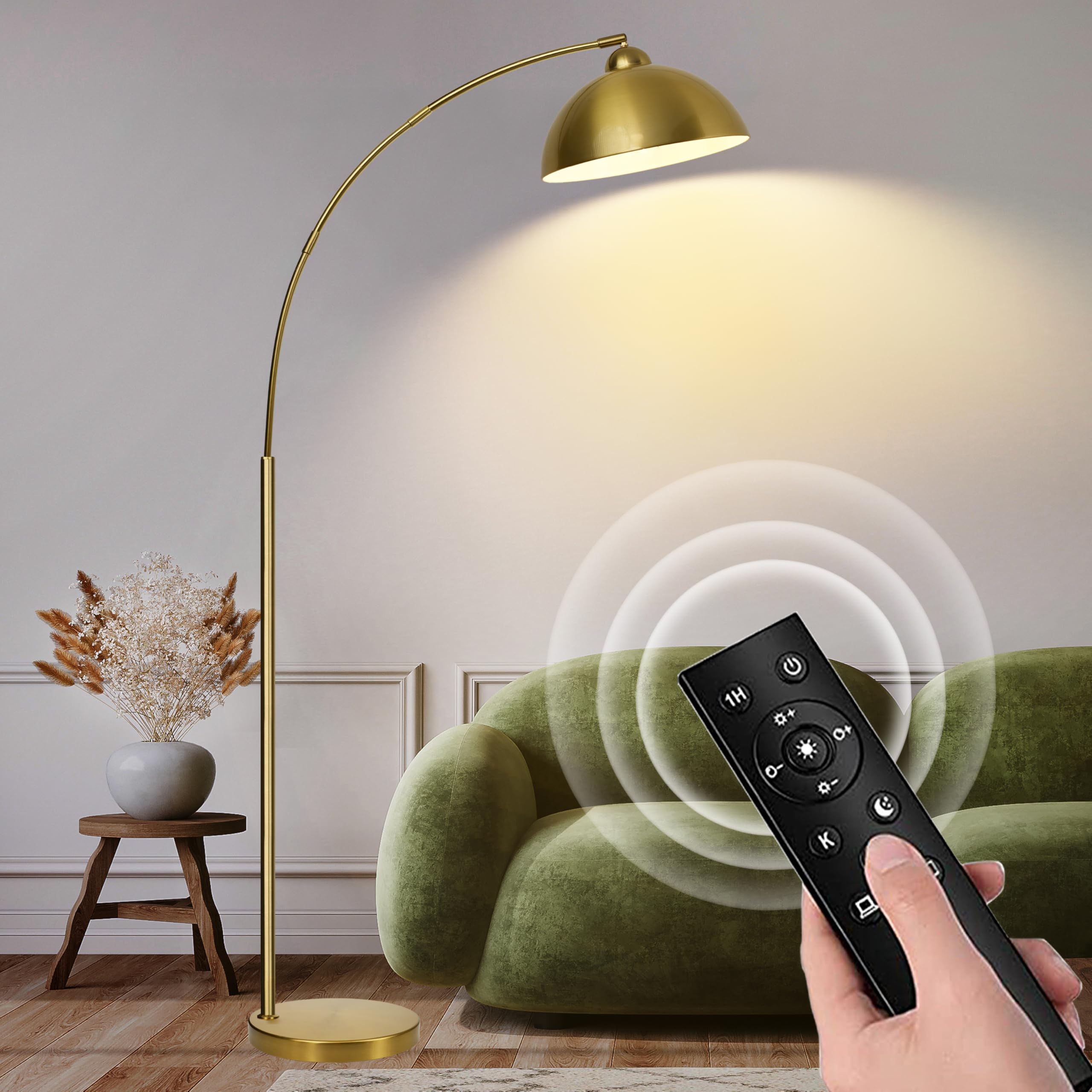 LANICHO Arc Floor Lamp with Remote Control and Adjustable Light Bulb--Arched Tall Lamp for Living Room, Bedroom and Reading,Idea