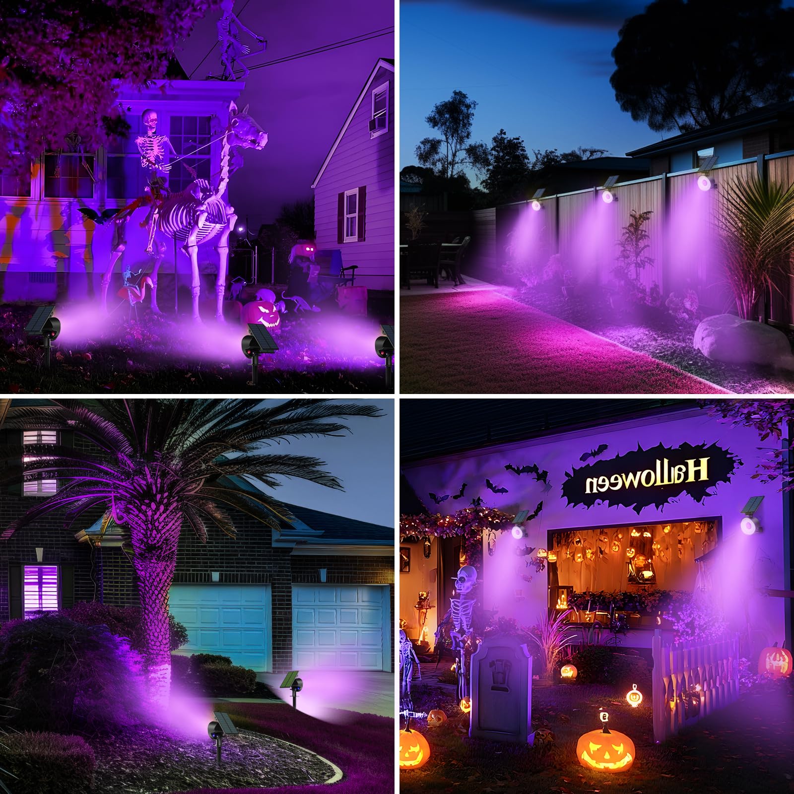 Nipify 2 Pack Solar Spot Lights Outdoor Waterproof  Solar Spotlight Light For Outside Yard Landscape Lighting Pathway Lights Wall Auto On/Off  Purple