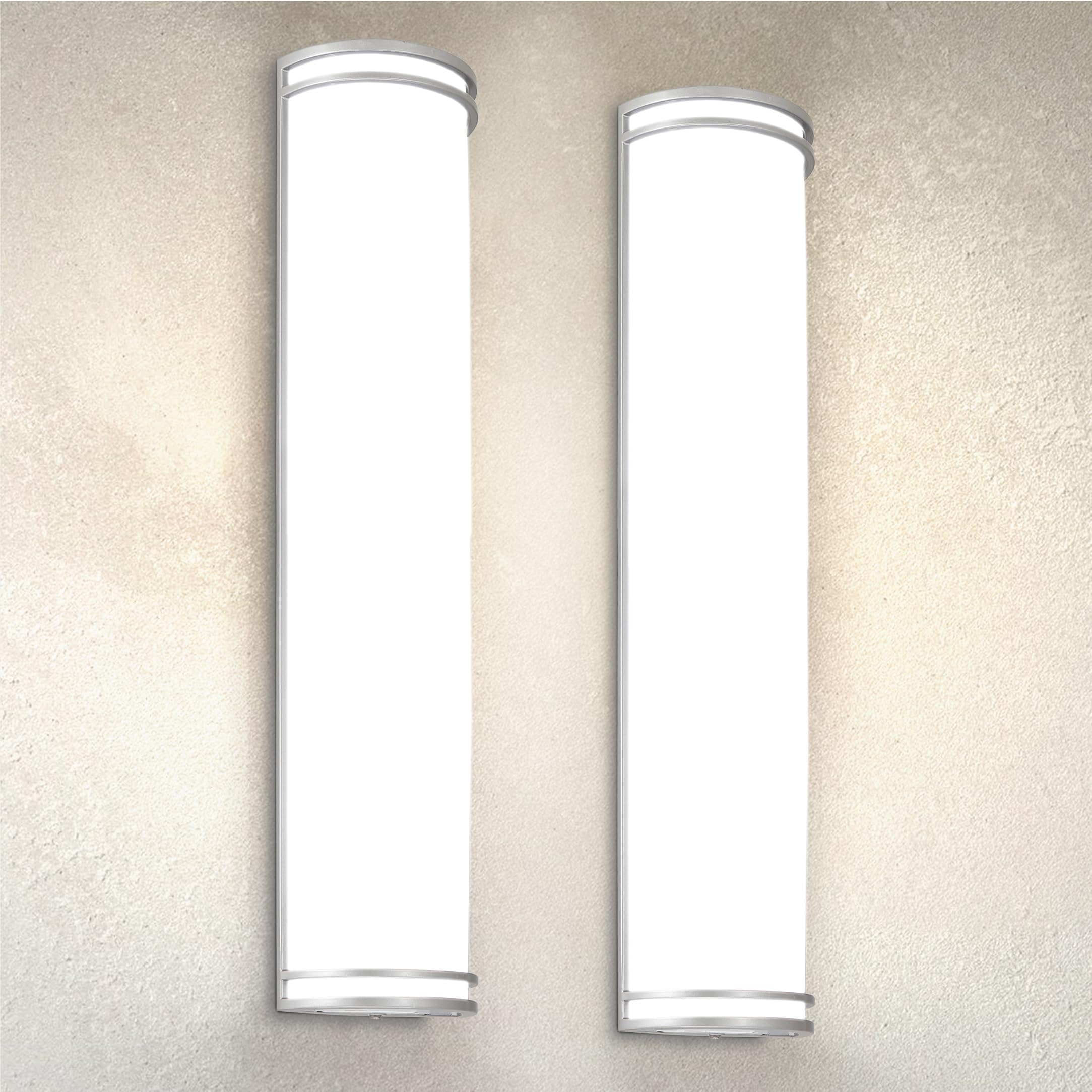 ASD LED Outdoor Wall Mount Light Fixture - 36 Inch, Brushed Nickel, 30W, Dimmable, ETL, 2 Pack, Model A-LWS21M36D30