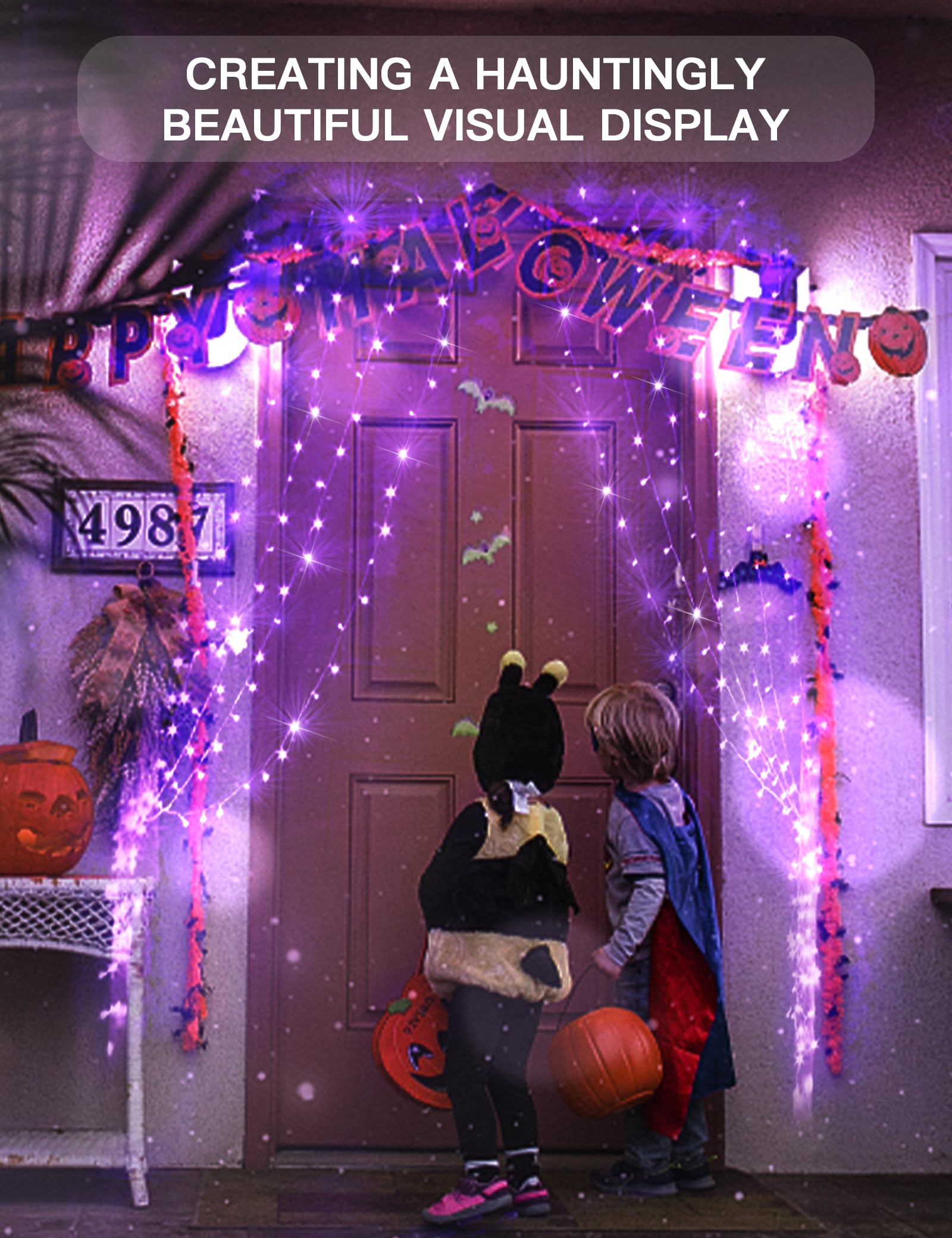 Suddus 200 Led Purple Curtain Lights With Usb Plug - Indoor Halloween & Holiday Decor, 6.5Ft X 6.