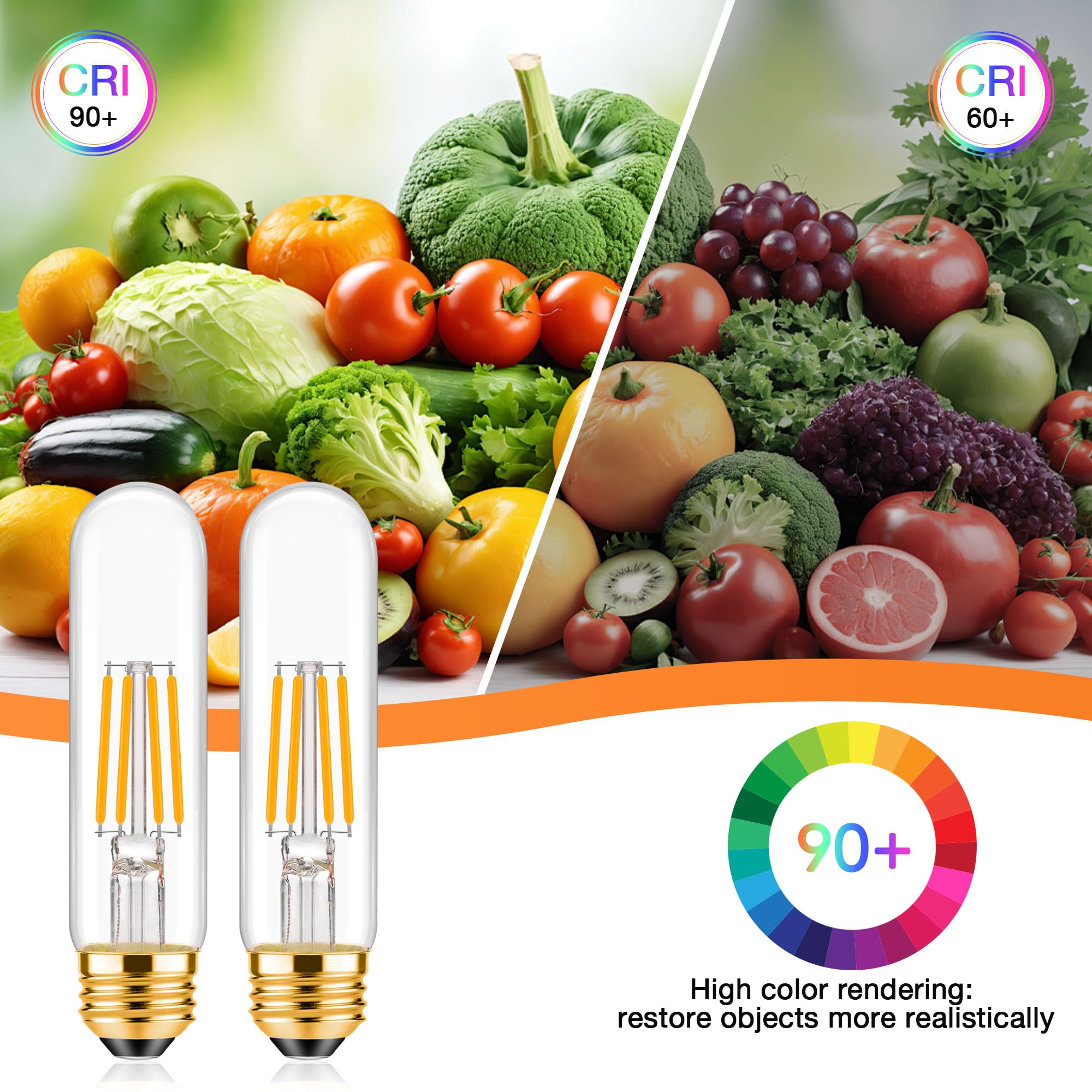 Tobegreat T30 Light Bulbs 4 Watt Equivalent 40W Bulb E26 Tubular Bulbs T10 Led Bulb Warm White 2700K,Desk Lamp,Bedbroom Bathroom