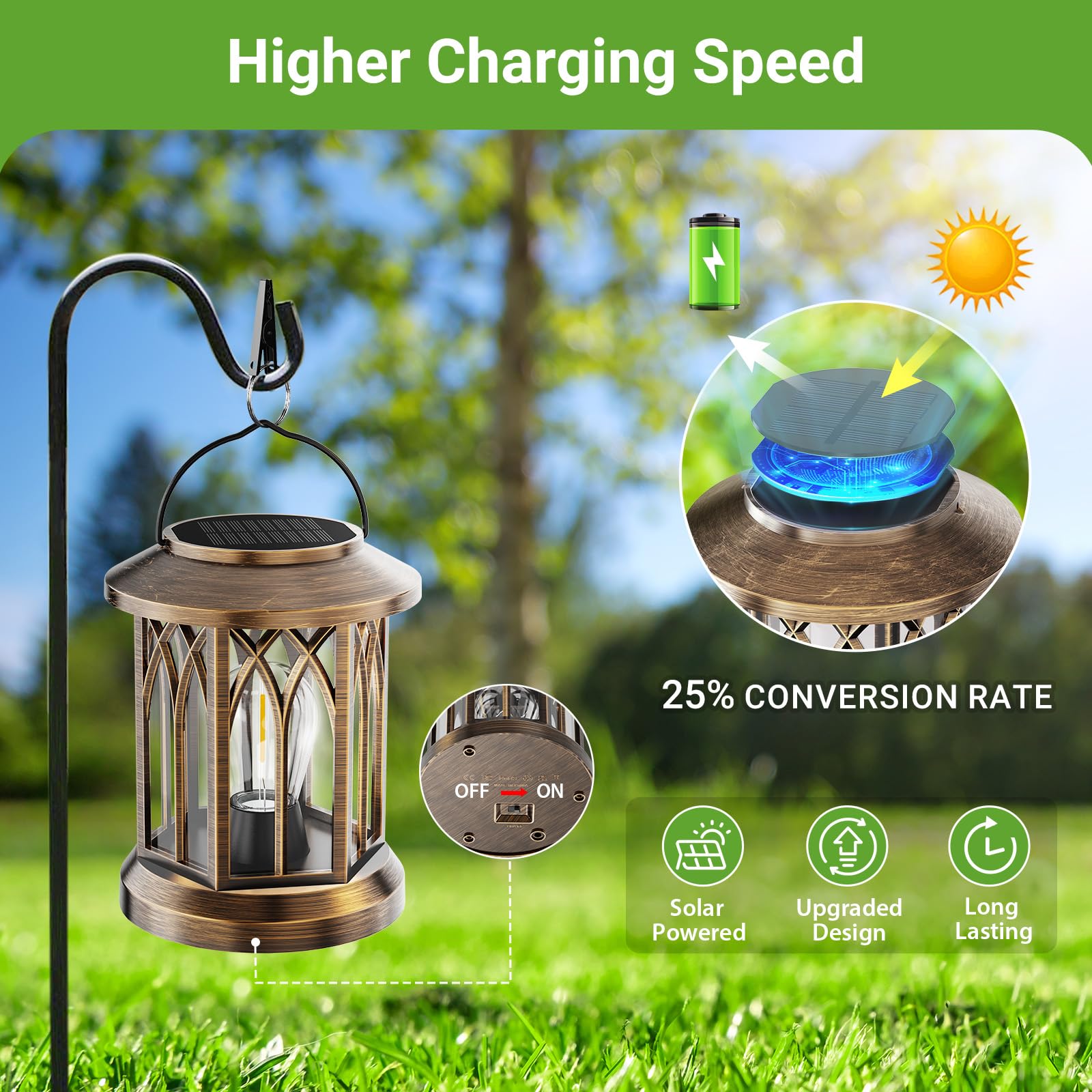 Wdtpro Solar Lanterns Outdoor Lights, 4 Pack Bright Solar Lanterns Outdoor Waterproof With Clip Patio Decor, Hanging Solar Light
