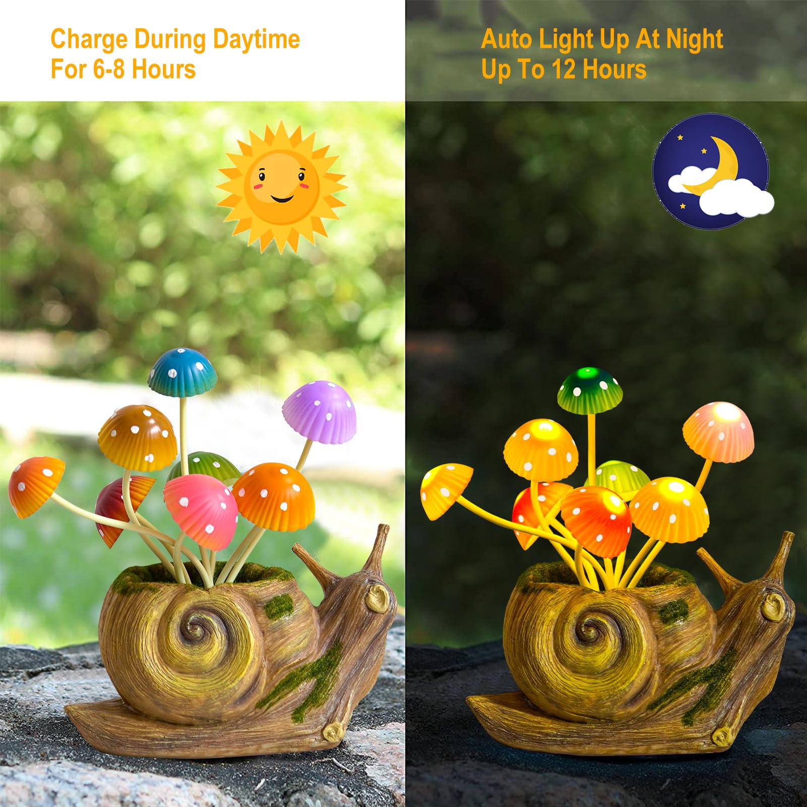 Solar Lights Outdoor Fairy Garden Accessories, Snail Statues Garden Decor For Outside, Easter Gifts Yard Decorations Patio Lawn