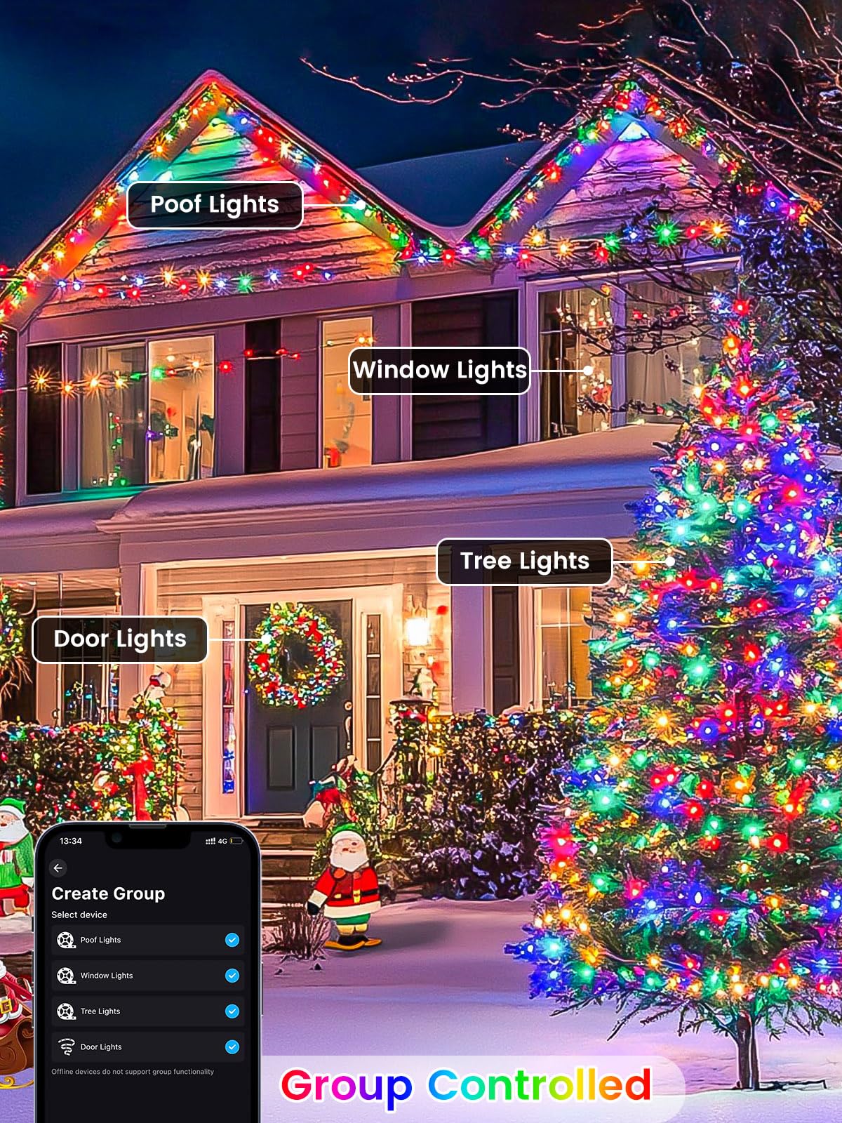Smart Color Changing Christmas Lights With Remote & App  175Ft 500 Led Rgb Dimmable Christmas String Lights  Waterproof Fairy Twinkle Light For Indoor Outdoor Xmas Tree Wedding Holiday Decorations