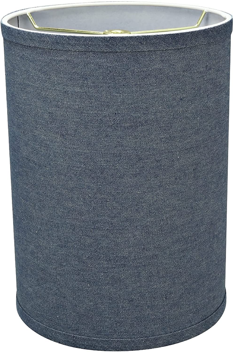 Aspen Creative 31112A Transitional Hardback Drum (Cylinder) Shaped Spider Construction Lamp Shade In Washing Blue 8'' Wide (8''