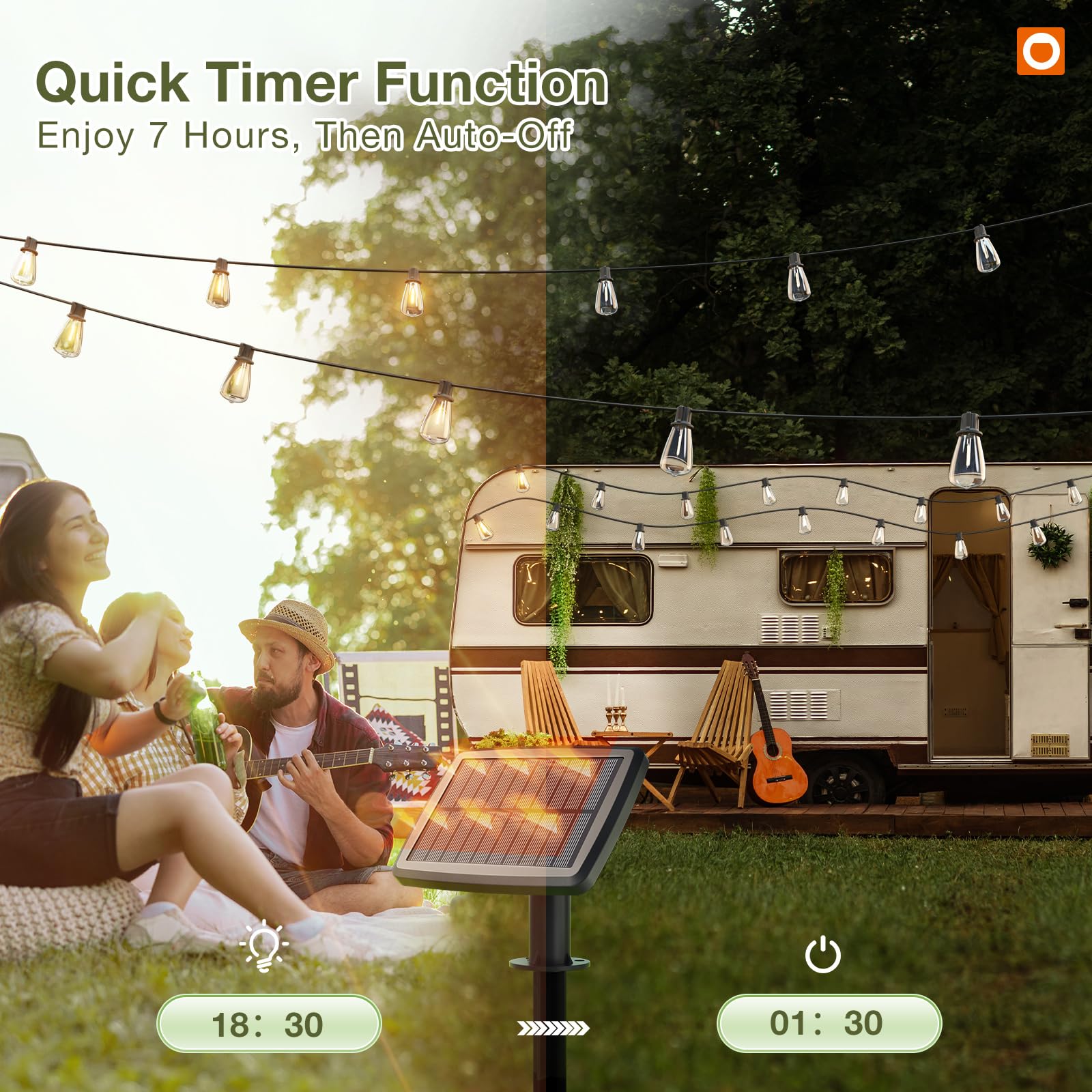 Addlon 54(48+6) Ft Solar String Lights Waterproof,Patio Lights Solar Powered With Remote & Usb Port 15+1 Led Shatterproof Bulbs