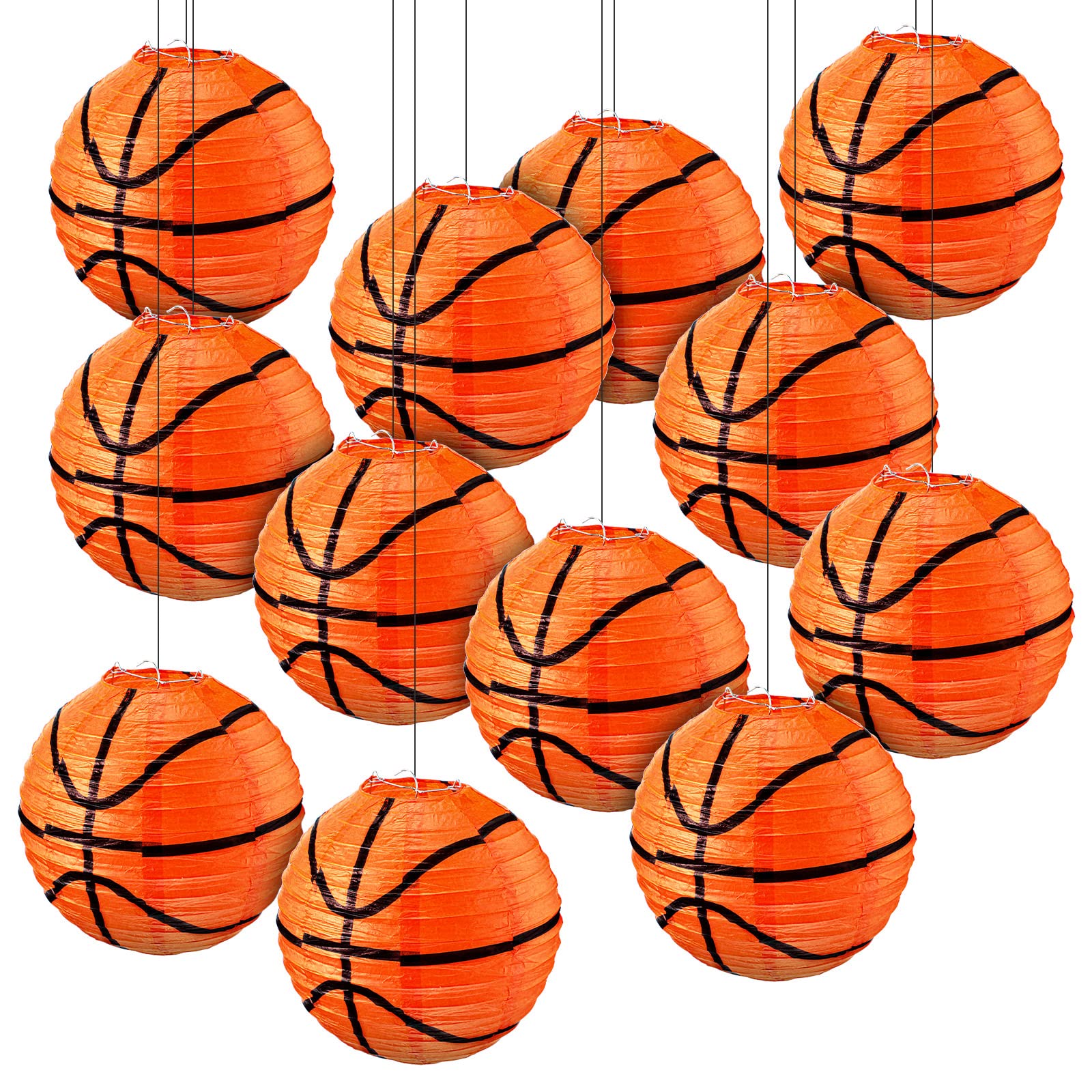 Chengu 12 Pcs Basketball Paper Lanterns Party Decorations 8 Inch Hanging Basketball Decorations Paper Ceiling Decor Centerpieces