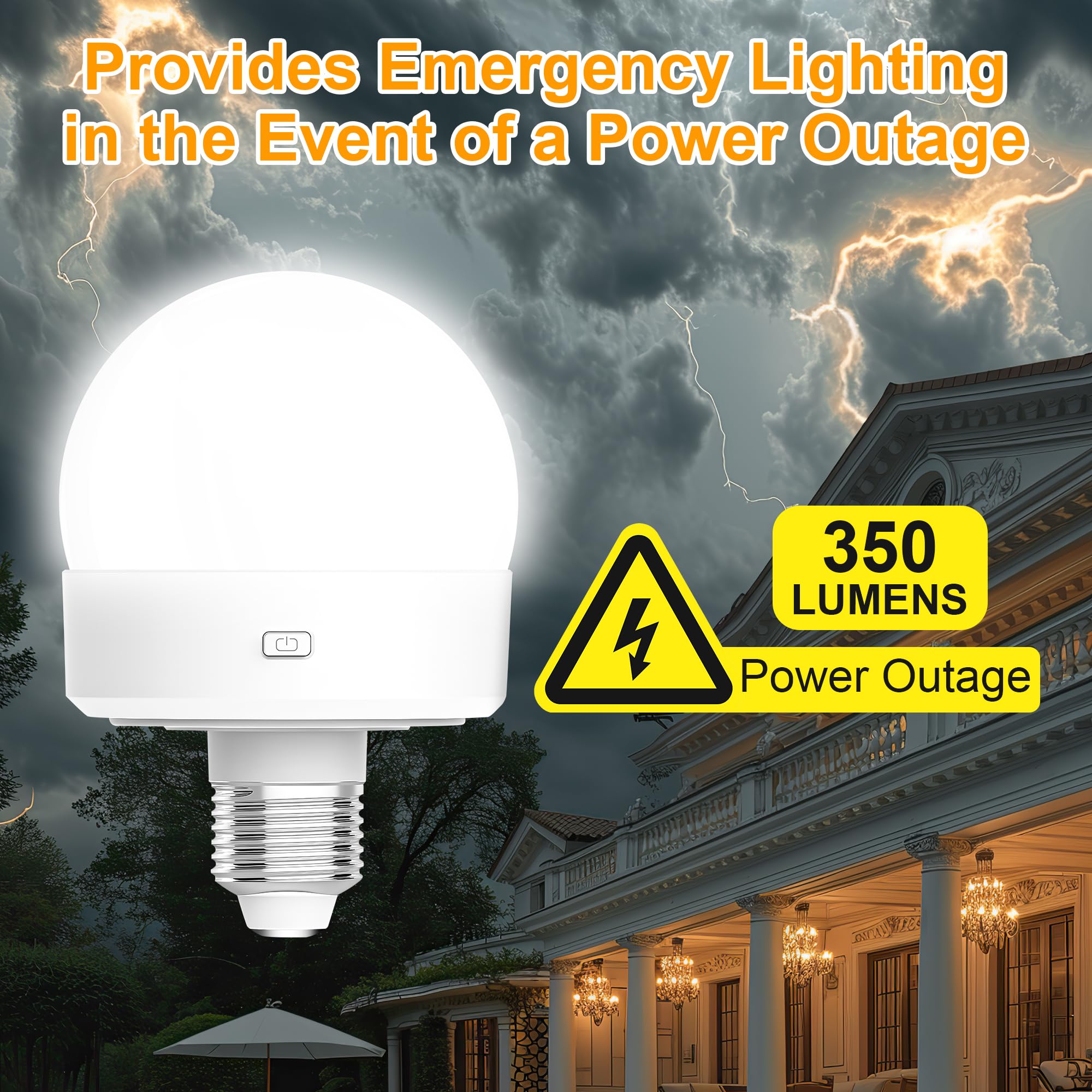 Kandicyar Rechargeable Battery Operated Led Light Bulb, 300Lm E26 Screw In (Magnetic Detachable) With Remote Control Dimmable &