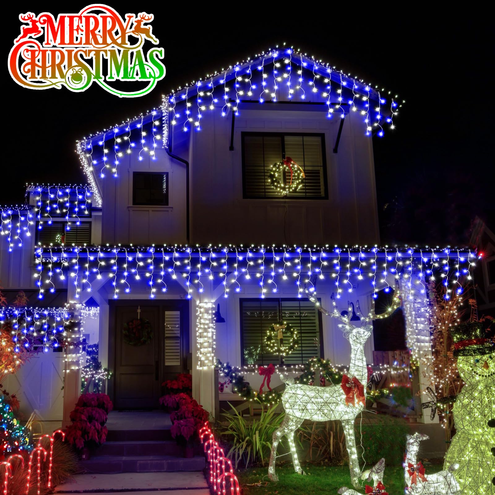 Christmas Lights Outdoor, 164Ft 1600Led 8 Modes Led String Lights Outdoor With 320 Drops, Ip44 Waterproof Timer Memory Function