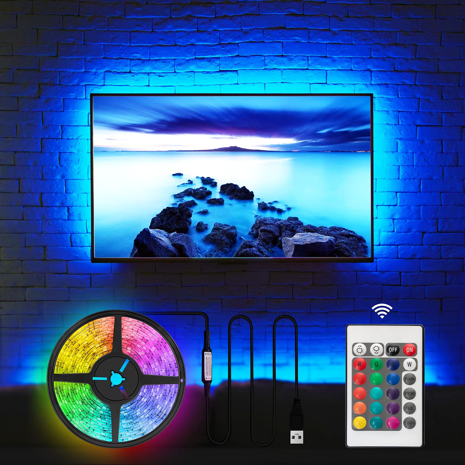 Hamlite 8.2Ft Led Tv Backlight For 32-60 Inch Monitors, Multicolor Ambient Mood Lighting Kit