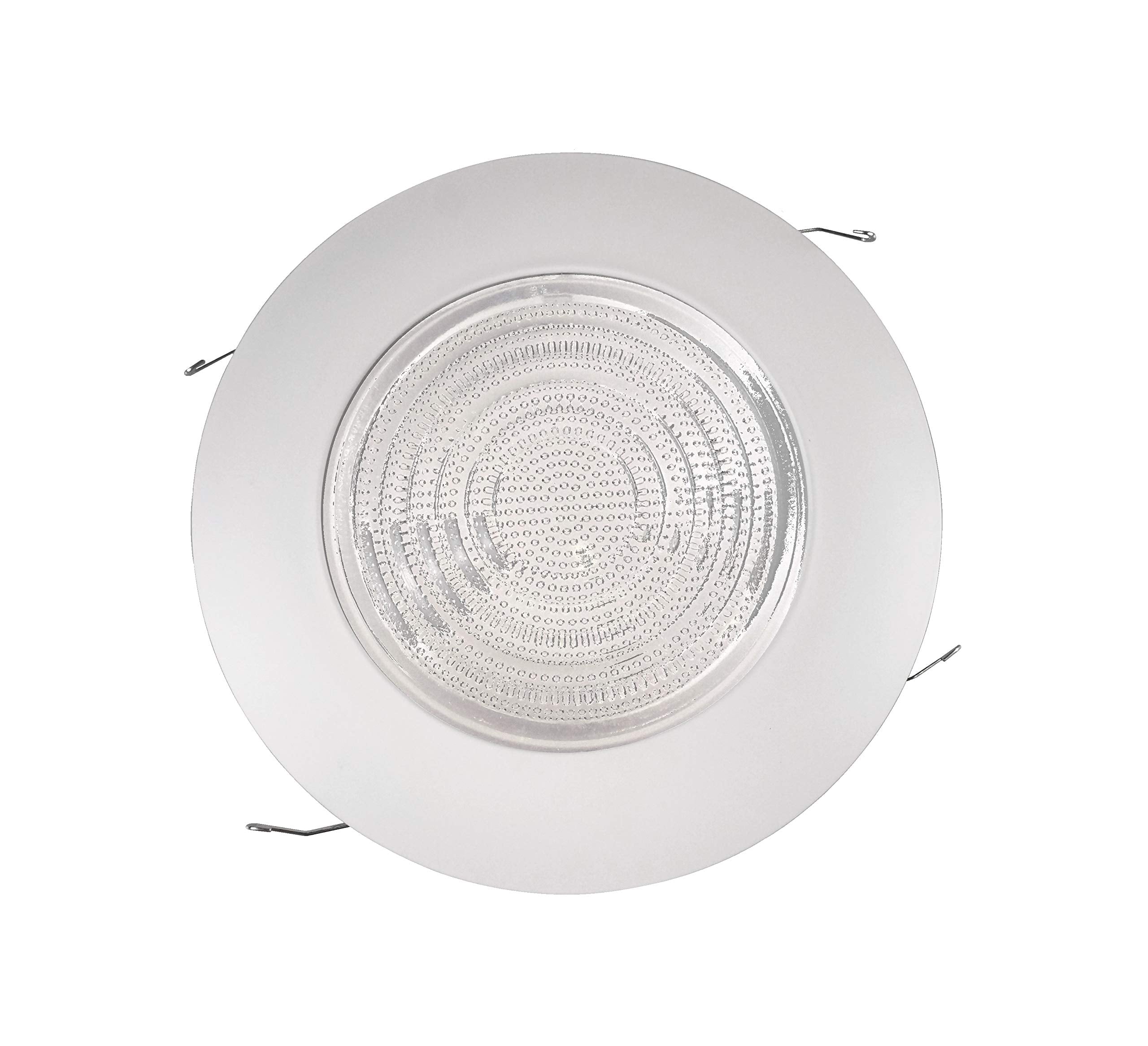 Nicor Lighting 6 Inch White Recessed Shower Trim With Glass Fresnel Lens (17502)