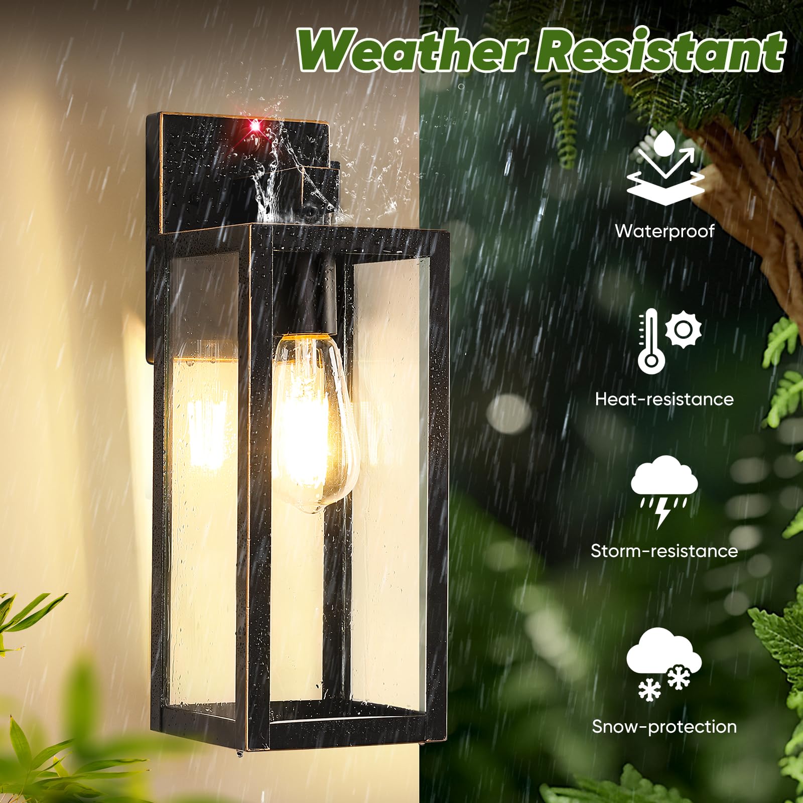 Upgraded Motion Sensor Outdoor Wall Light, Large Size Dusk To Dawn Porch Light Outdoor Wall Sconce Lantern, 3 Lighting Modes Ext