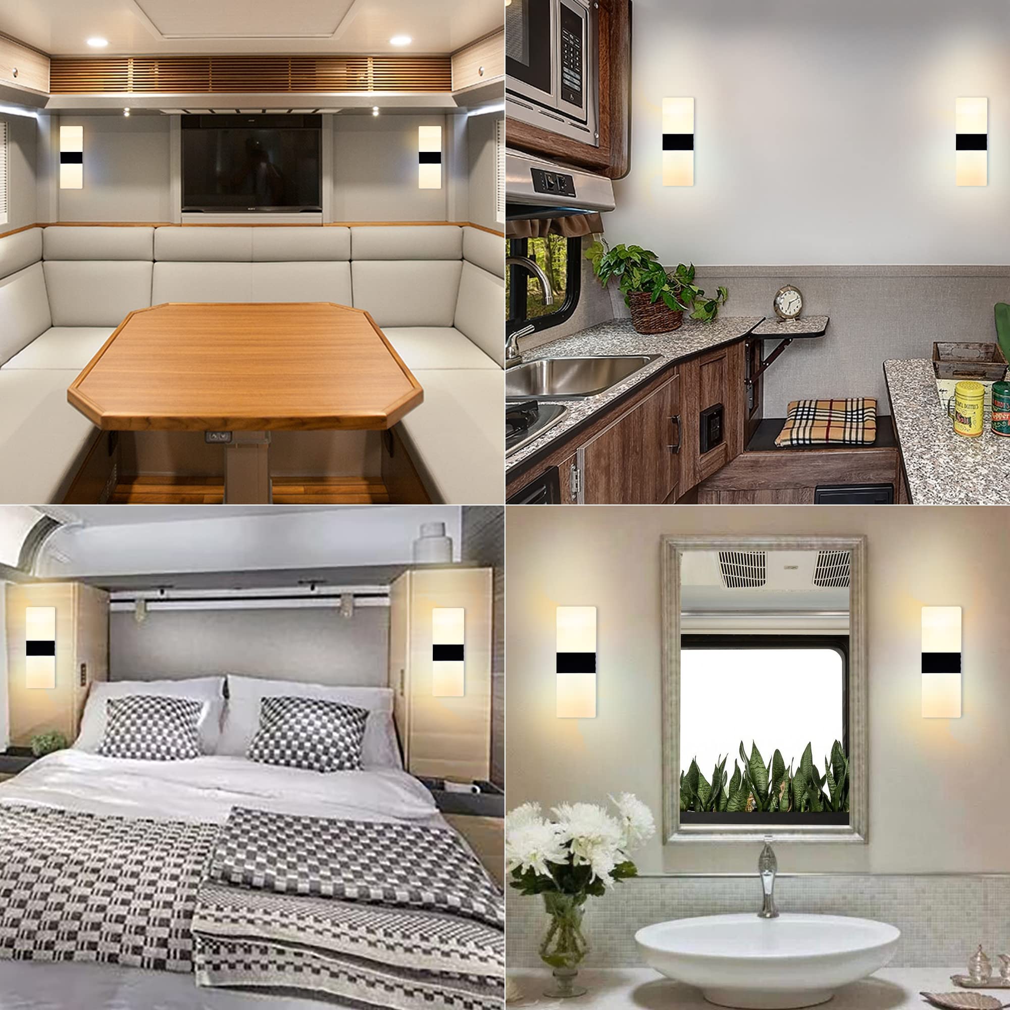 Homdec Led 12V Rv Modern Acrylic Wall Sconce Lighting With On&Off Switch  12Volts Rv Interior Decorative Wall Mounted Lamp Fixture  Warm White 3400K Bedside Lamp For Rv Motorhome Camper Trailer