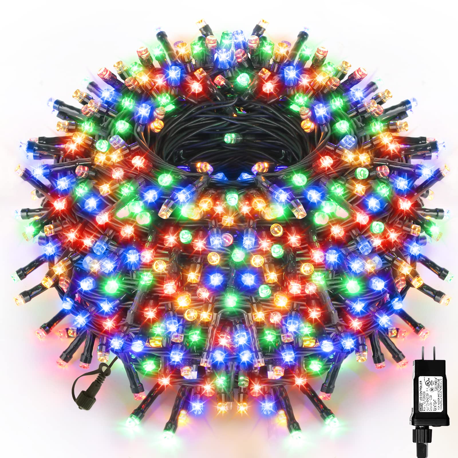VTECHOLOGY 500 LED Multicolor Halloween Christmas Tree Light,170ft Connectable Christmas Lights with 8Modes UL Certified Lights 