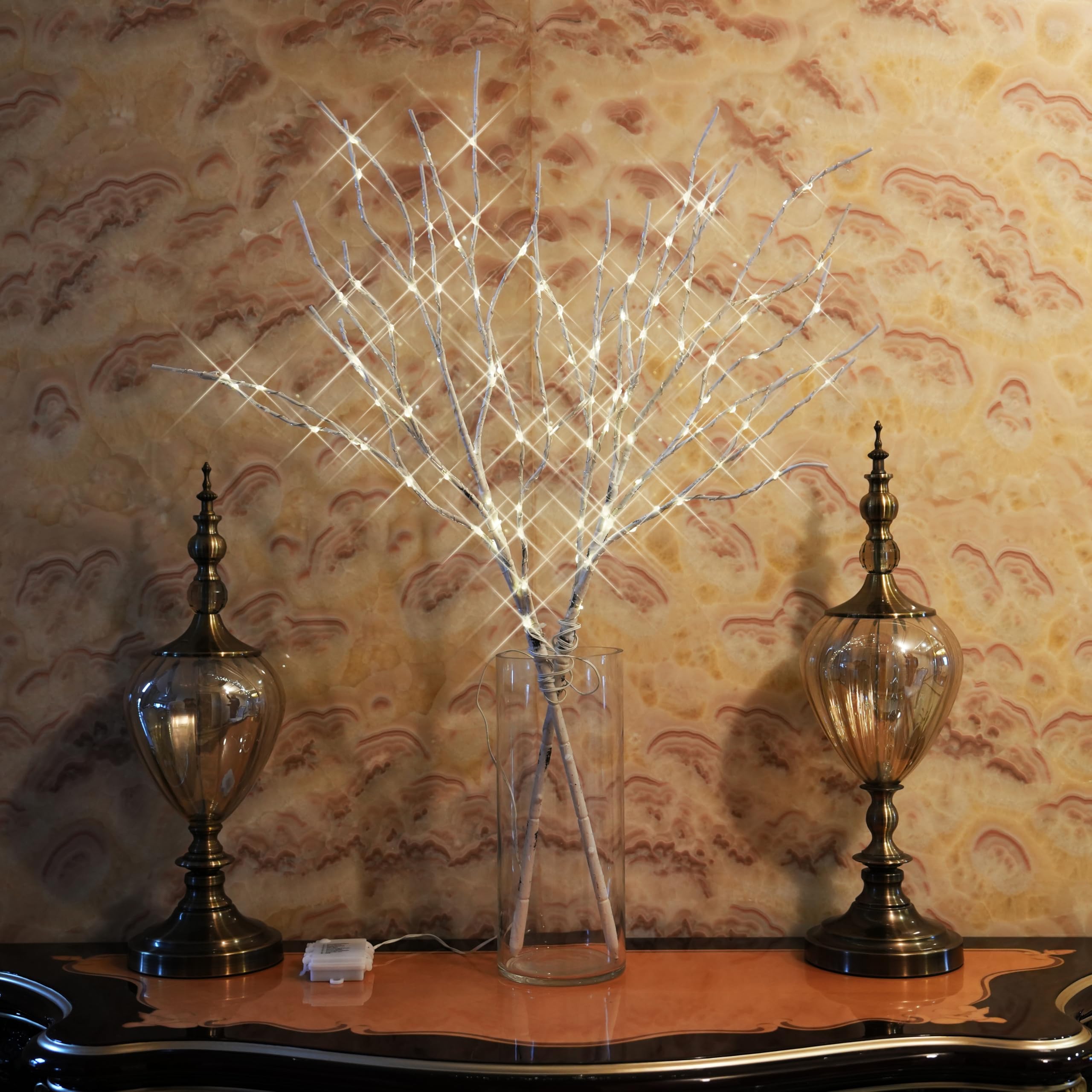 nicedepot Lighted Branches for Vases 33IN 100 LED Prelit Branches with Timer Battery Operated Artificial Branches with Lights fo