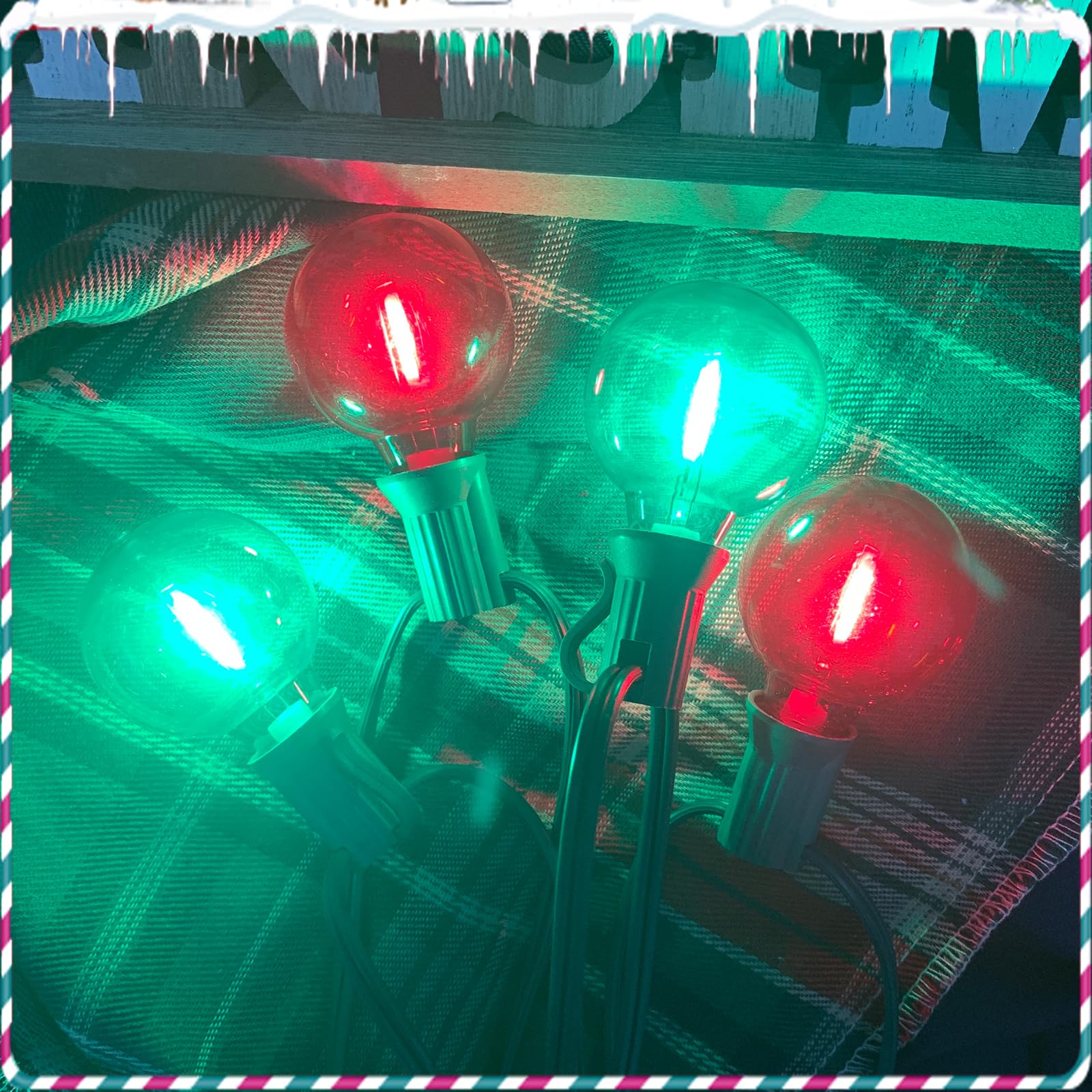 Abeja 50Ft Multicolor Christma Lights Outdoor  Red/Green Christmas Lights With 25 Led Colorful Bulbs(2 Spare)  Outside Christmas Hanging Light For Tree Roofline Holiday Party