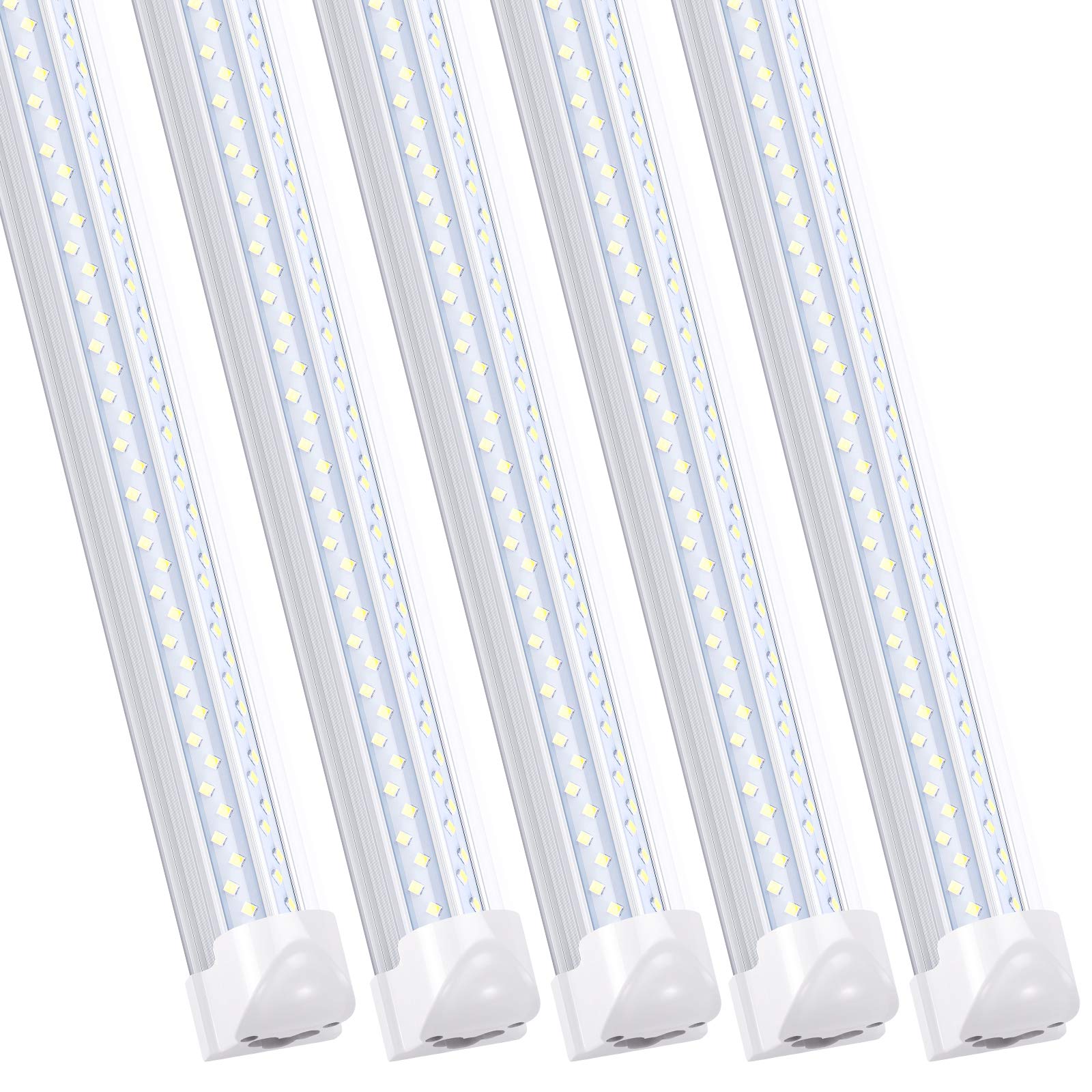 Ligheart 8Ft Led Shop Light (25-Pack) - 120W, 14400Lm, 6000K Cold White, V-Shape Clear Cover - High Output T8 Linkable Tube Ligh