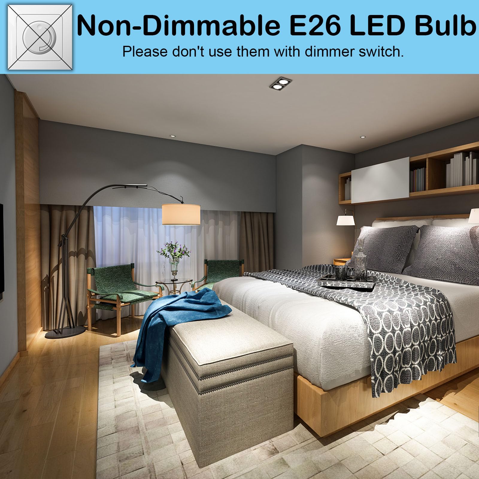 Hanbaak E26 Led Bulb, 100W Equivalent Light Bulb, 12W Medium Base Bulb, Non-Dimmable, Daylight White 6500K, 1200Lumen, 10Packs