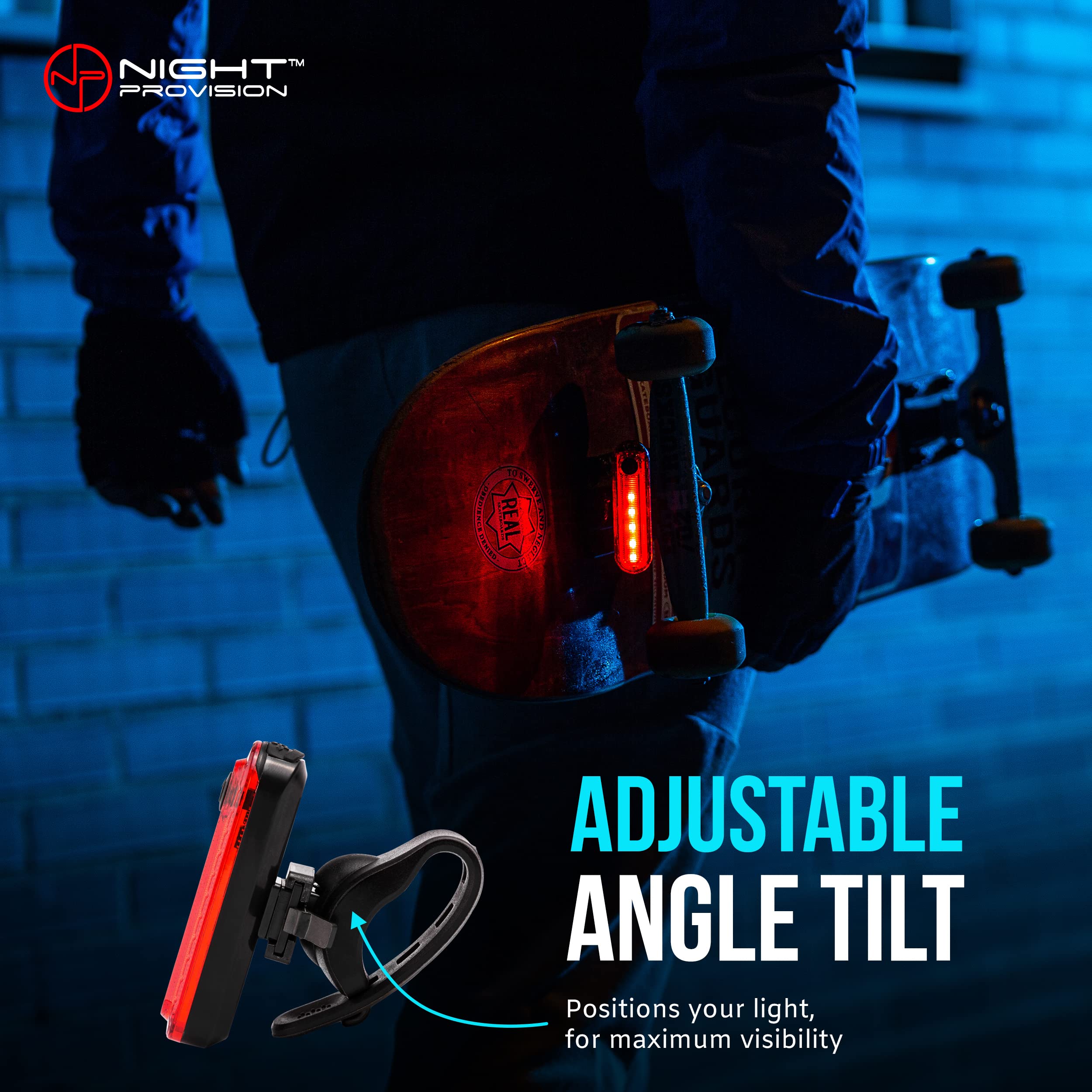 NP NIGHT PROVISION Bike Tail Light 2 Pack - USB C Rechargeable, 4 Modes, Red, Model KIT-R1, 18 Hour Max for Night Riding Safety