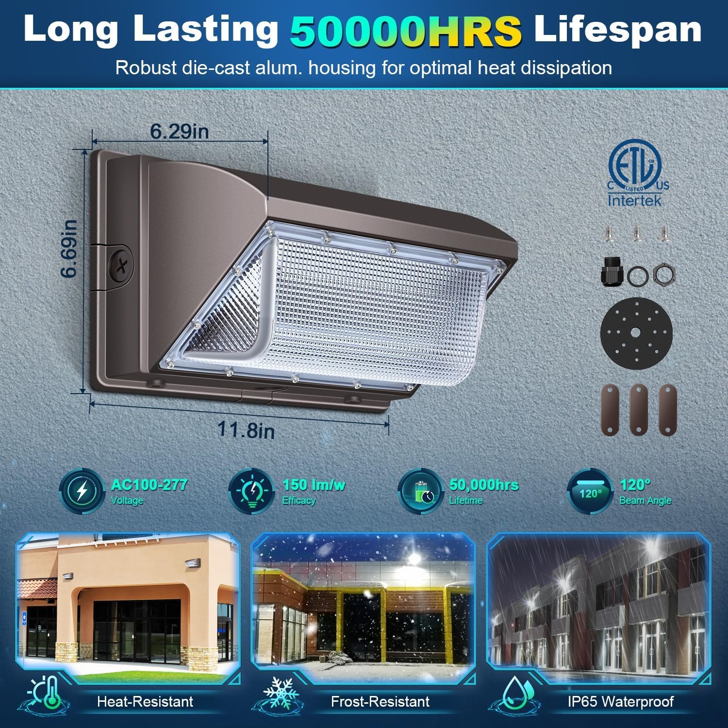 Ledmo Led Wall Pack Light  15840Lm Daylight Outdoor Security Lighting  Commercial And Industrial Outdoor Wall Pack Lights  5000K Ip65 Waterproof For Garage Yard 120W 6 Pack No Photocell