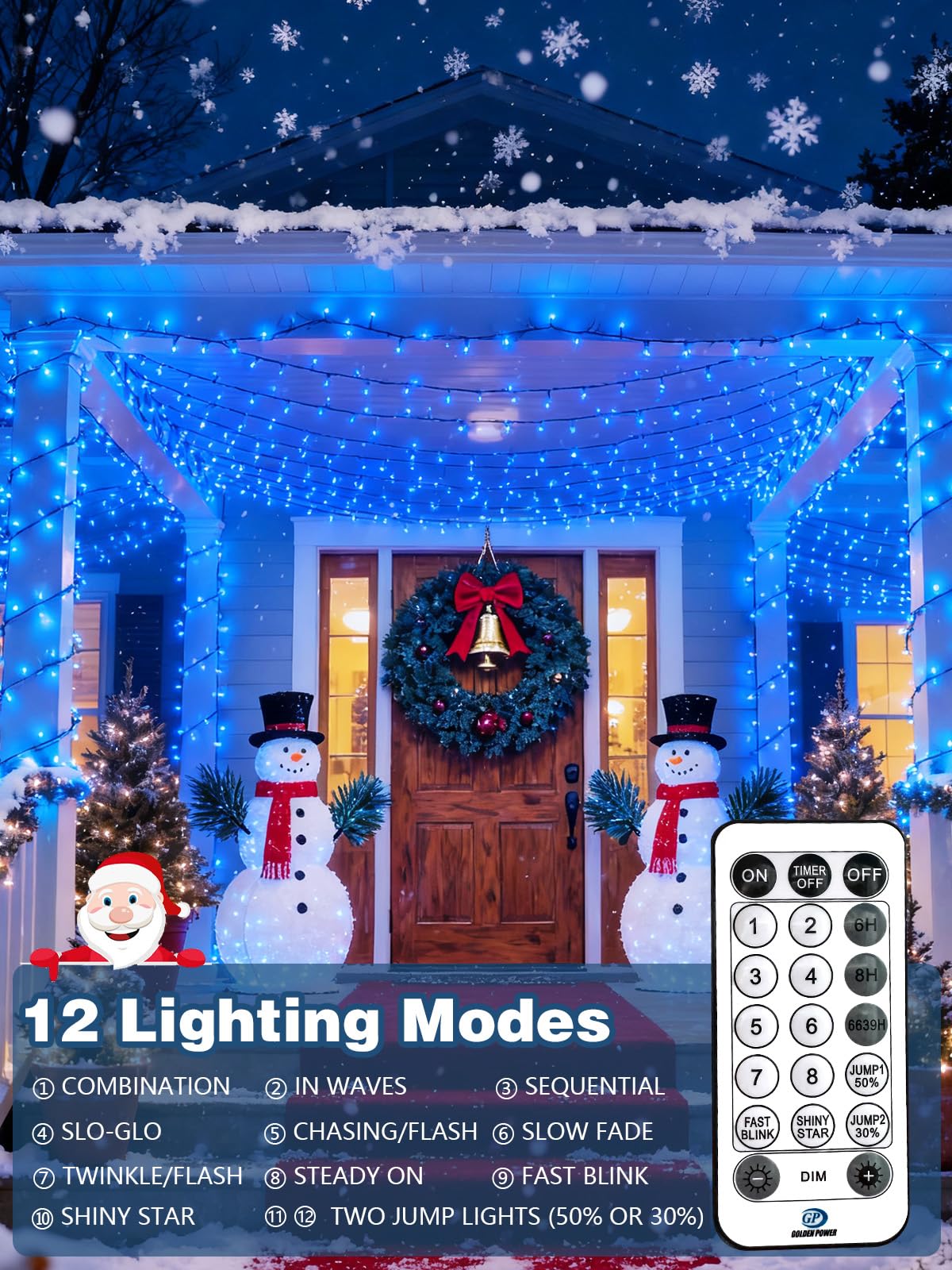Voice Controlled Christmas Lights With Remote  99 Ft 300 Led String Lights Indoor Outdoor With 12 Modes 3 Timers  Dimmable Twinkle Light Plug In Waterproof For Xmas Tree Yard Party Decorations  Blue
