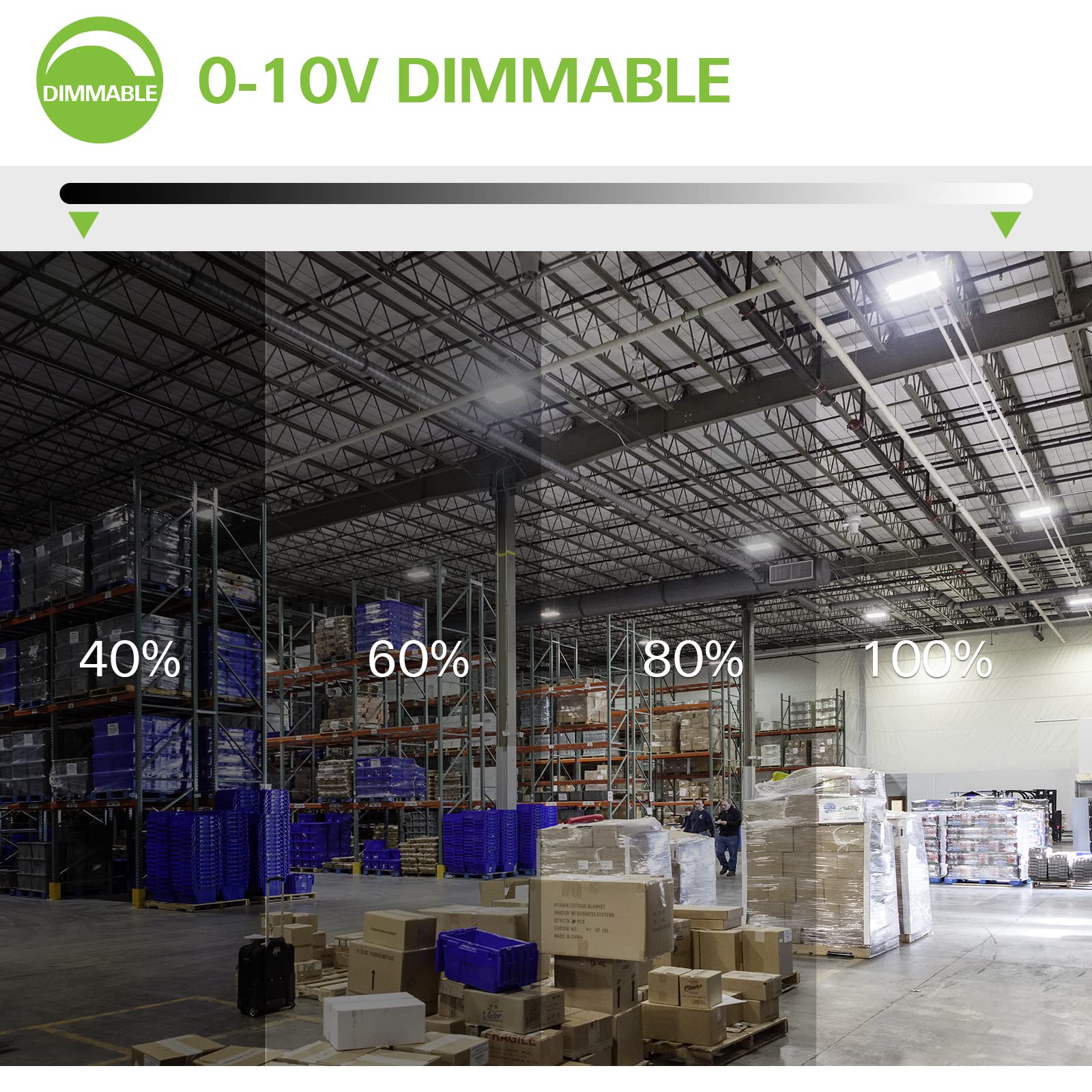 Hykolity 2 Pack 2Ft Led Linear High Bay Shop Light, 150W Led Shop Light, 19500Lm 130Lm/W, 100-277V, 0-10V Dim, 5000K Daylight Li