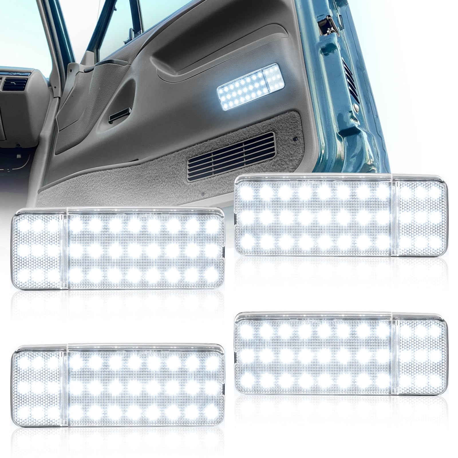 NEIFILES LED Interior Door Panel Lights Compatible with Ford Bronco F150 F250 1992-1996 F350 1992-1997 5X Brighter Reflector Courtesy White Light Plug and Play  4PCS