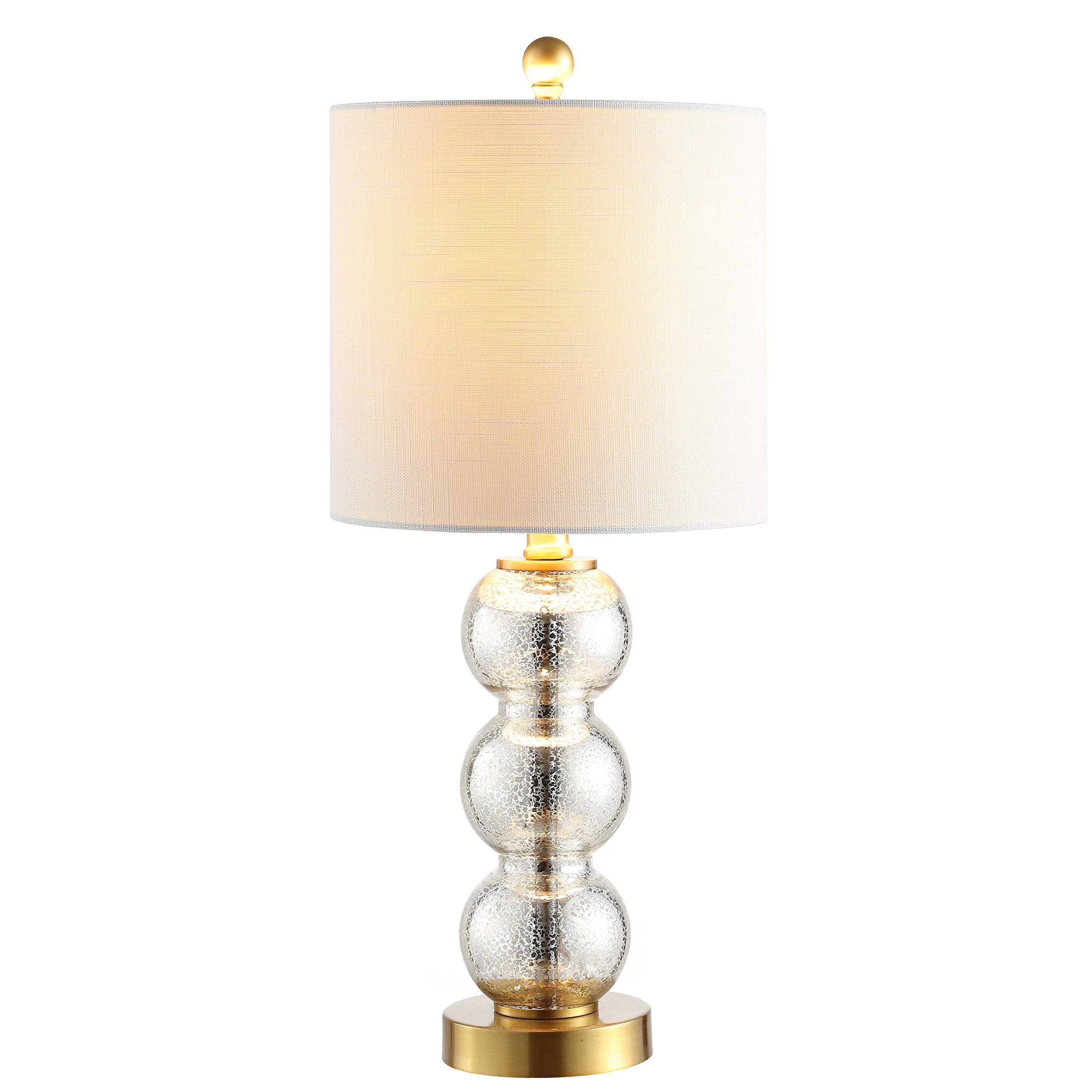 JONATHAN Y LED Table Lamp, 21in Glass/Metal, Mercury Glass/Brass Gold, Model JYL1021C, Contemporary Design for Bedroom, Living Room, Office