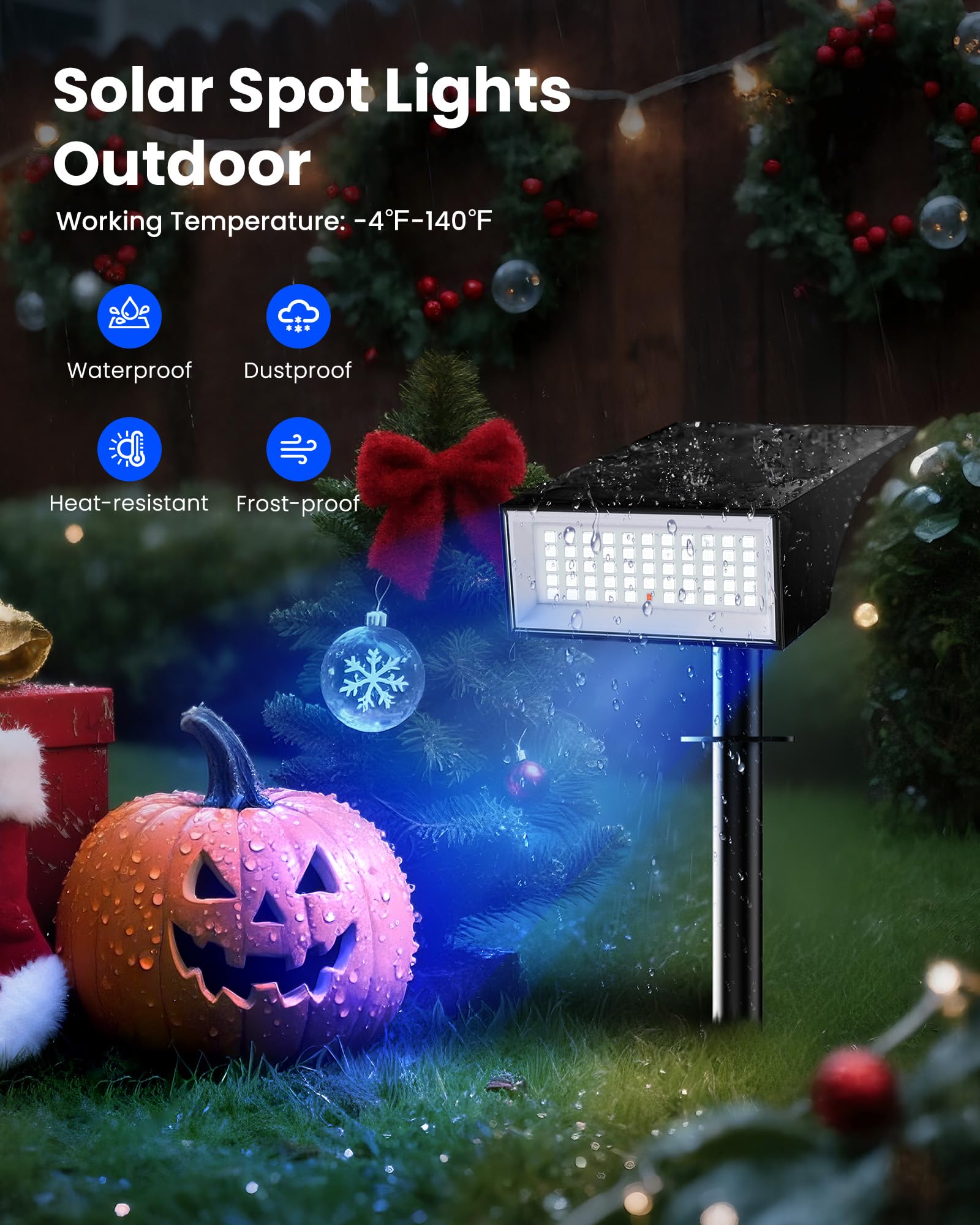 Koicaxy Solar Lights Outdoor Waterproof 6 Pack Ip65  9 Light Modes  Higher Charging Efficiency  Auto On/Off Solar Spotlights For Outside Garden Decor Yard Pathway Patio Holiday Christmas - Rgb Light