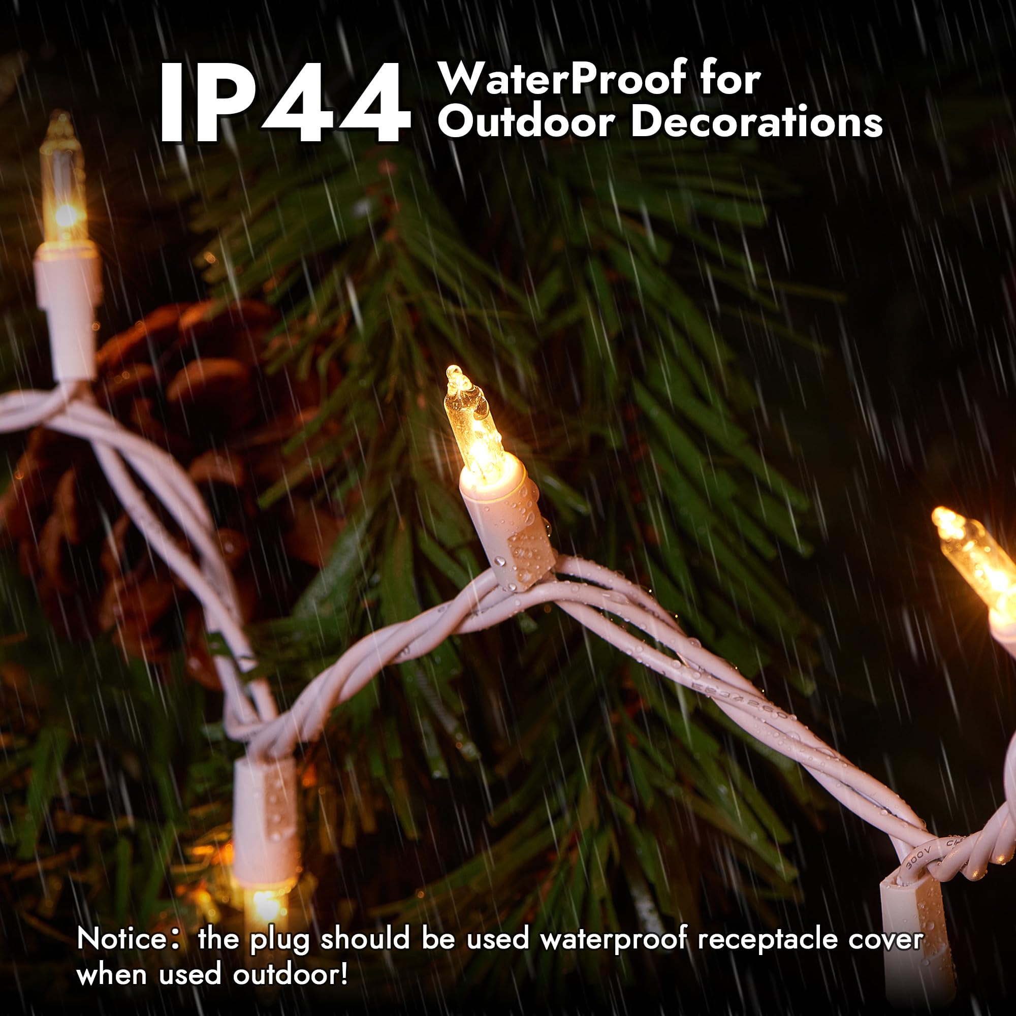 Dirnun Christmas Lights Clear White 70 Count Incandescent Light Ul Certified Connectable Christmas Tree Lights With White Wires For Indoor Outdoor Xmas  Wedding  Holiday  Party  Home Decorations