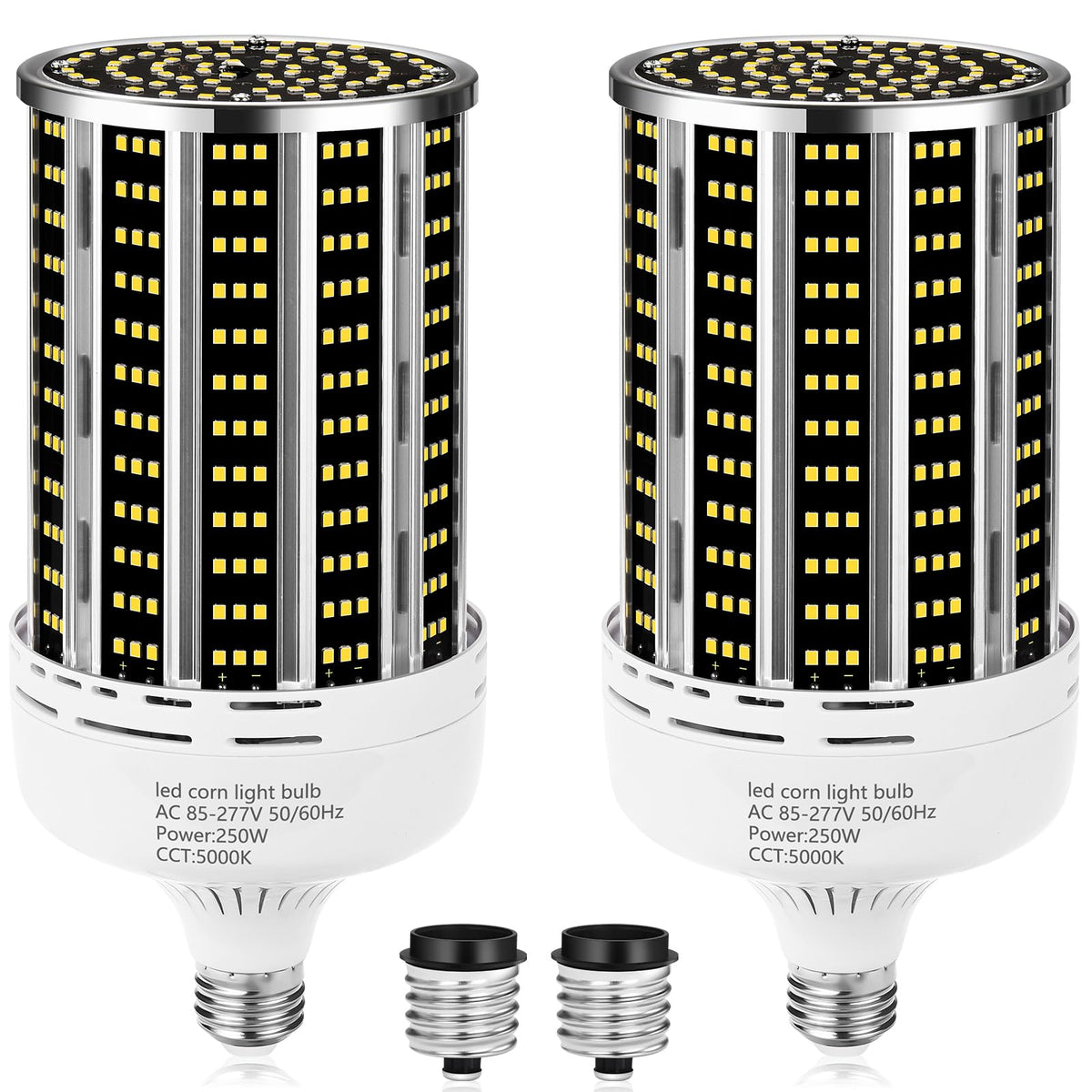 250W 2 Pack Led Corn Light Bulb,(2500W Equivalent )Commercial Grade 36500Lm Daylight 5000K E26/E39 Medium Mogul Base Led Lamp,La