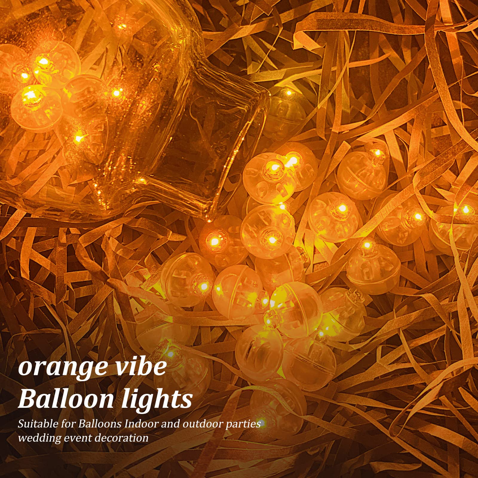 Aogist 50 Pcs LED Balloon Lights, Mini Round LED Lamps, Orange, Plastic, Model A01-Mini, Indoor/Outdoor Party Decorations