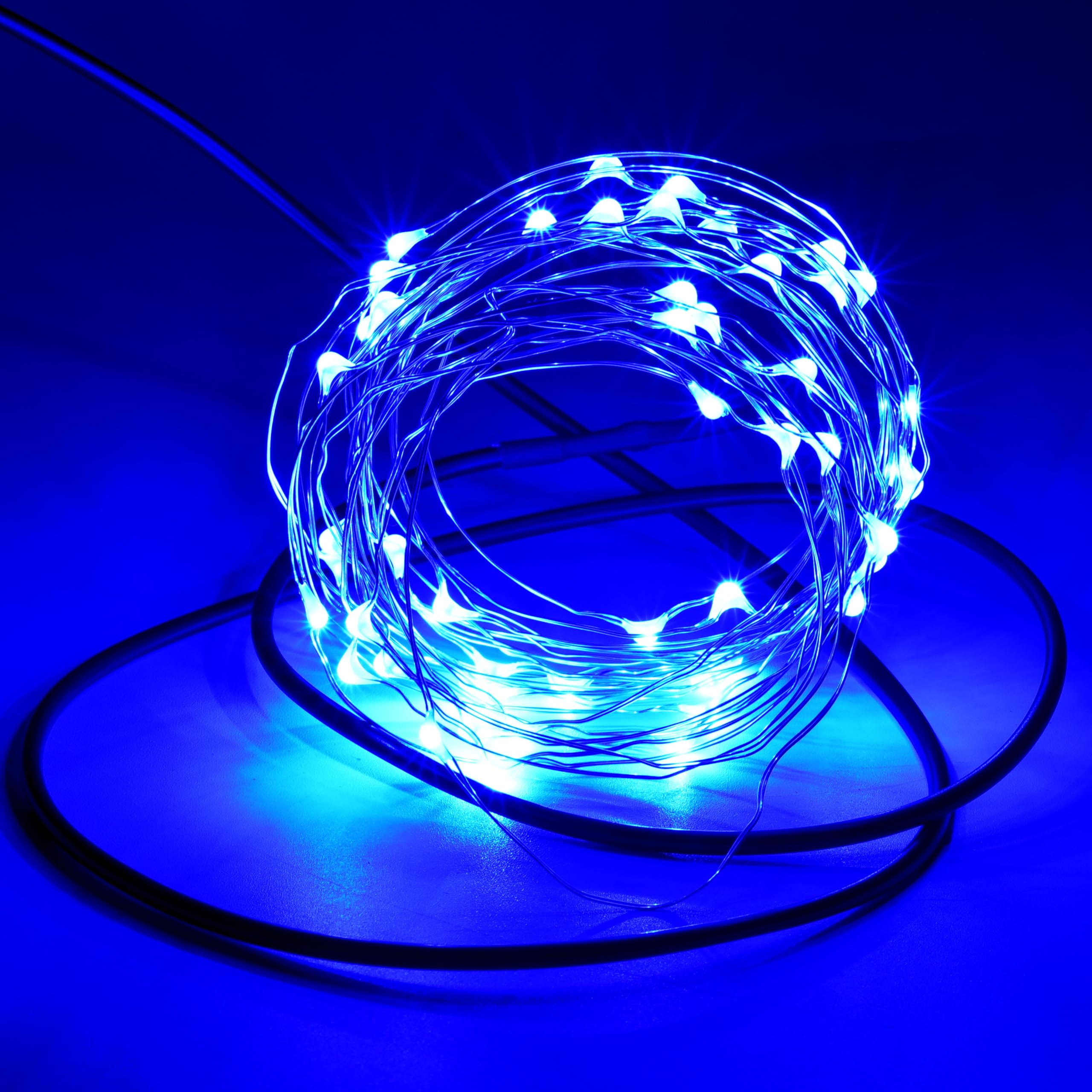 Karlling Usb Plug In Led Fairy Lights 5 Packs Of 50 Led Bulbs 16 Ft Silver Wire Waterproof Starry String Lights For Bedroom Patio Garden Party Wedding Commercial Lighting (Blue)