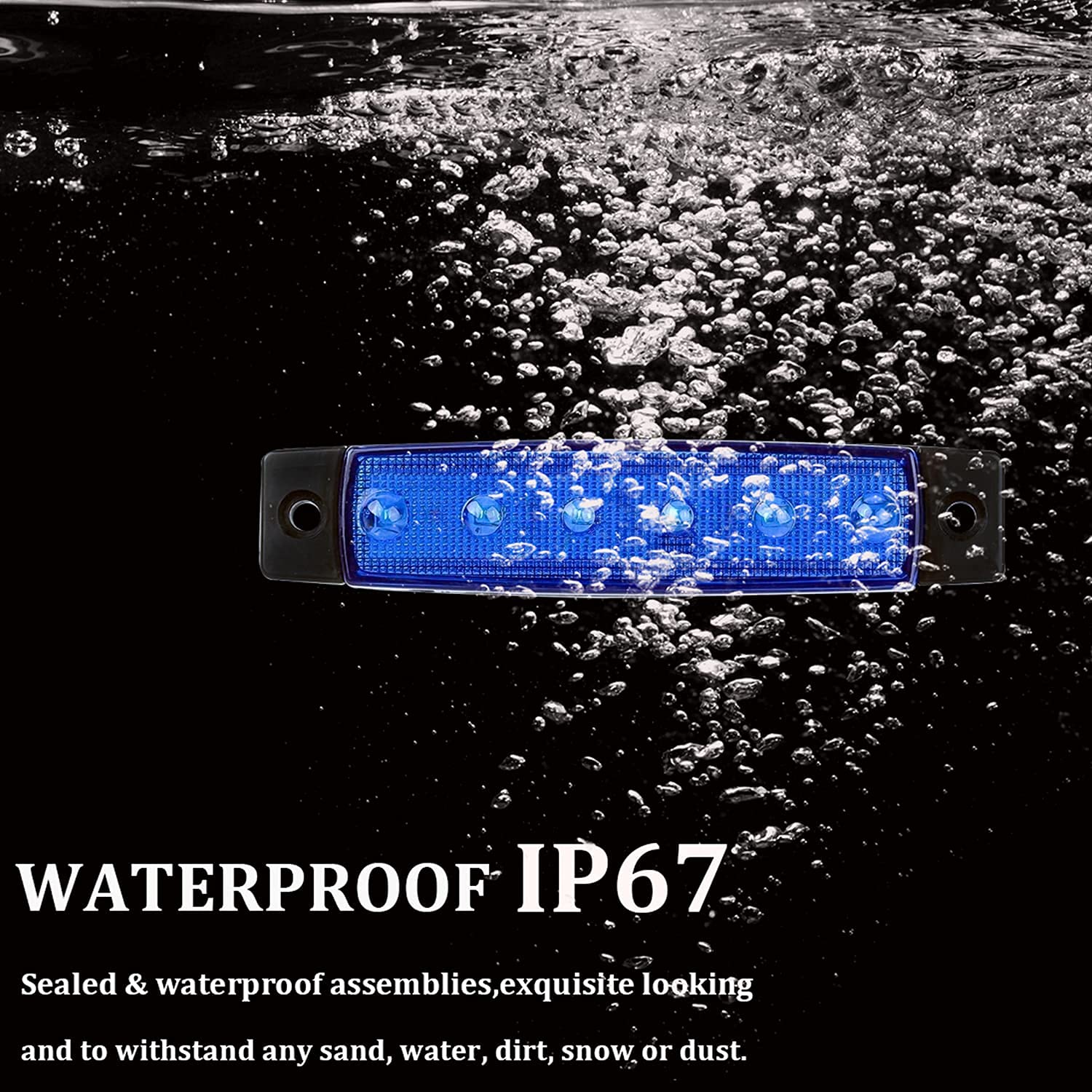 PSEQT LED Boat Interior Lights - Waterproof Marine Courtesy Light Strip, Blue, 10PCS, Colored Lens for Fishing, Pontoon, Kayak, Yacht