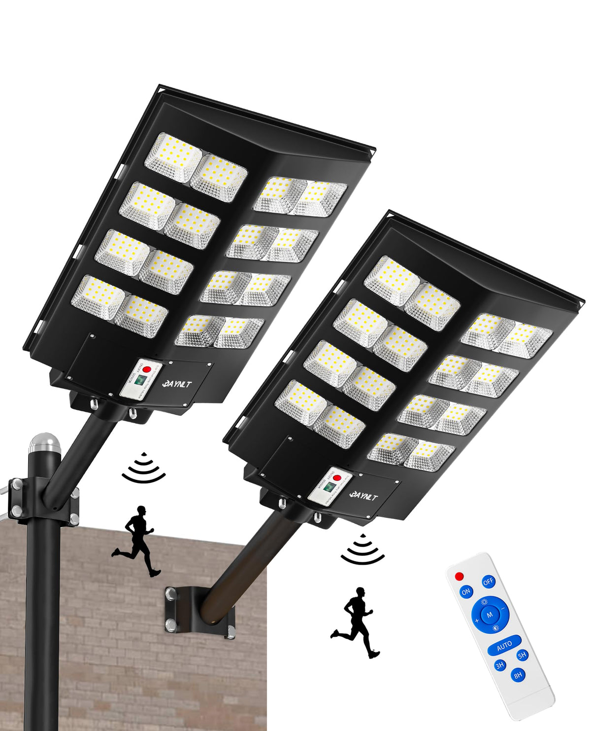 JAYNLT Y-3000W Solar Street Lights Outdoor,6500K 300000LM Commercial Parking Lot Light Dusk to Dawn, Waterproof Solar Security F