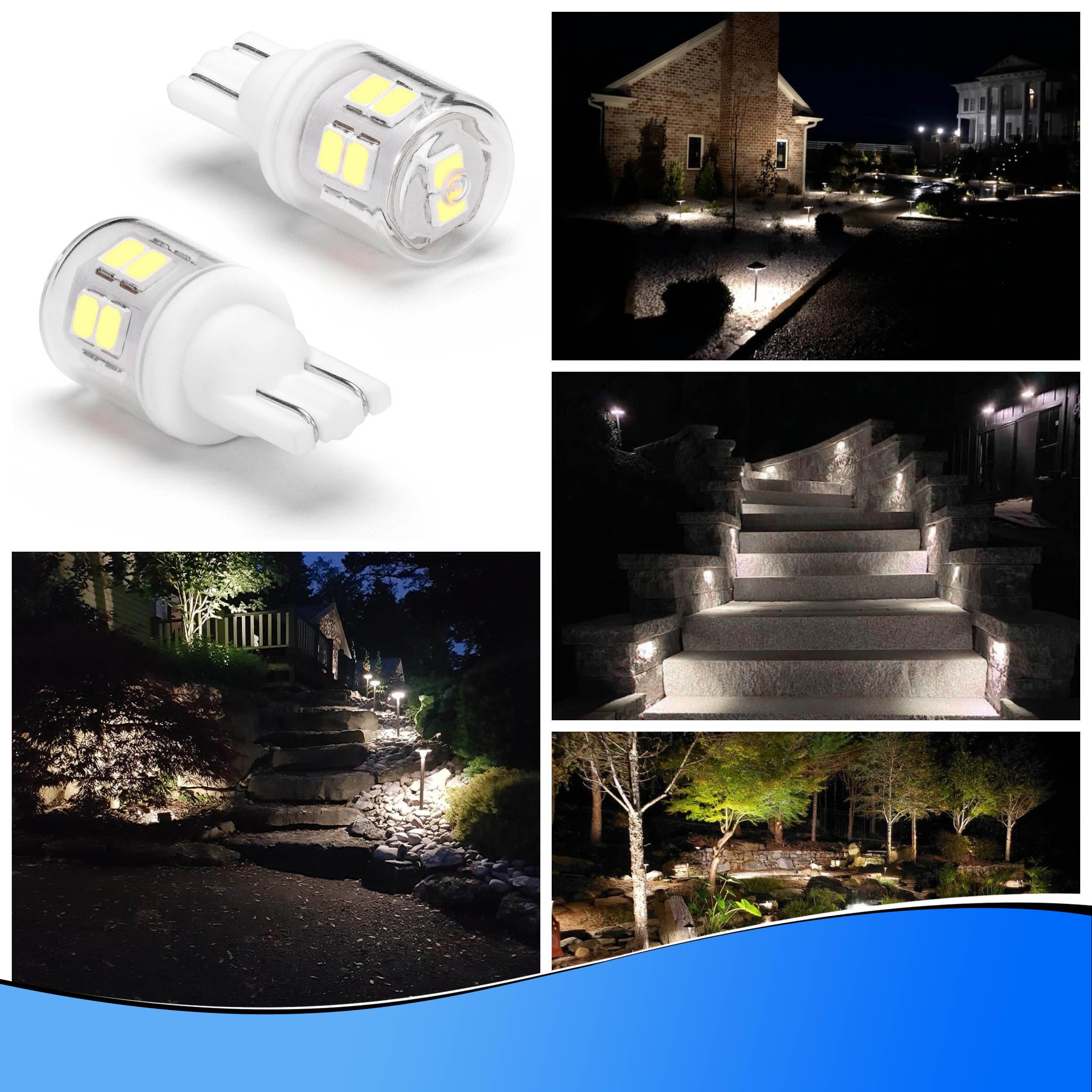 Heifymi T5 T10 LED Landscape Lights, 6000K Daylight White, Low Voltage, 2W Equivalent, 6 Pack, Plastic, Model MFFT10L6