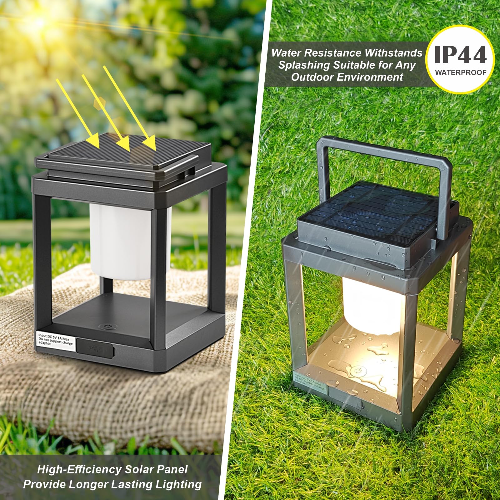 Letry Solar Outdoor Table Lamp: Outdoor Lanterns For Patio Waterproof,Portable Rechargeable Solar Lamp