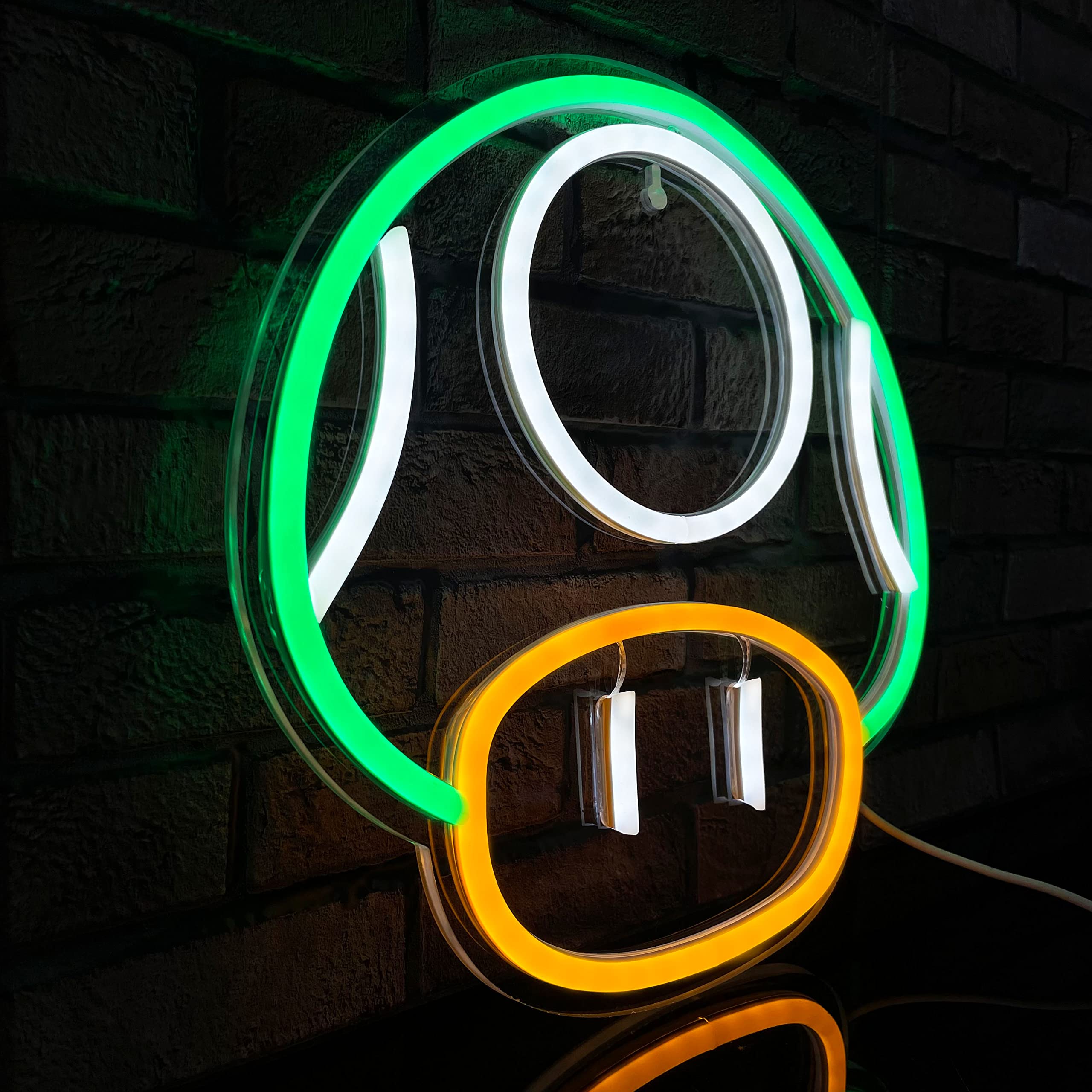 Heliwey Green Led Neon Light Sign - Super Mushroom Npc Wall Decor For Game Room & Bedroom
