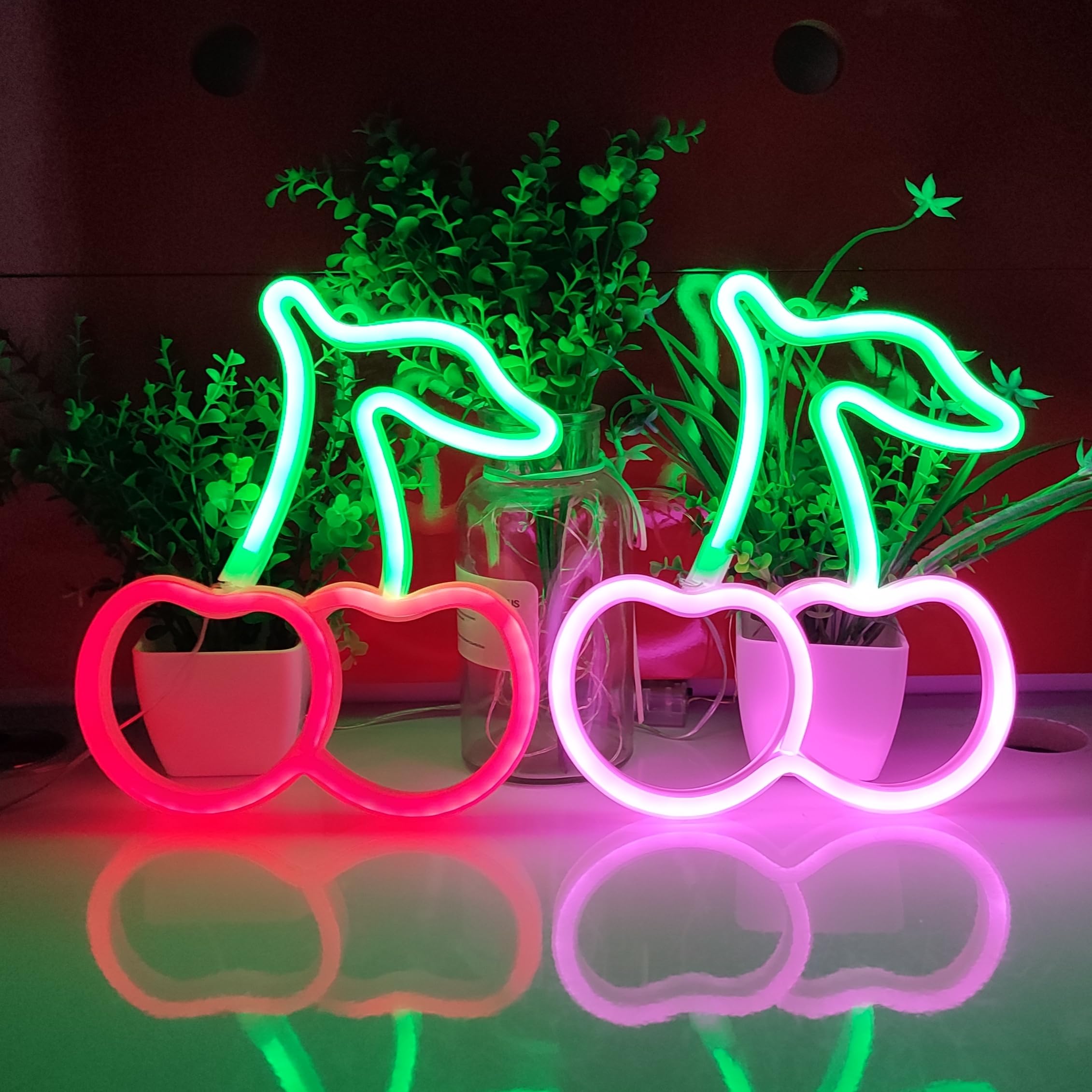 JYWJ Neon Light Sign, USB or Battery Powered, LED Table Decoration, Green+Pink, Model JY-NEON-001